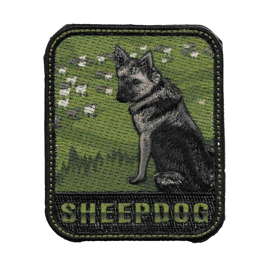 Sheepdog Patch – 3" Embroidered Working Dog, Hook Back, Tactical Style