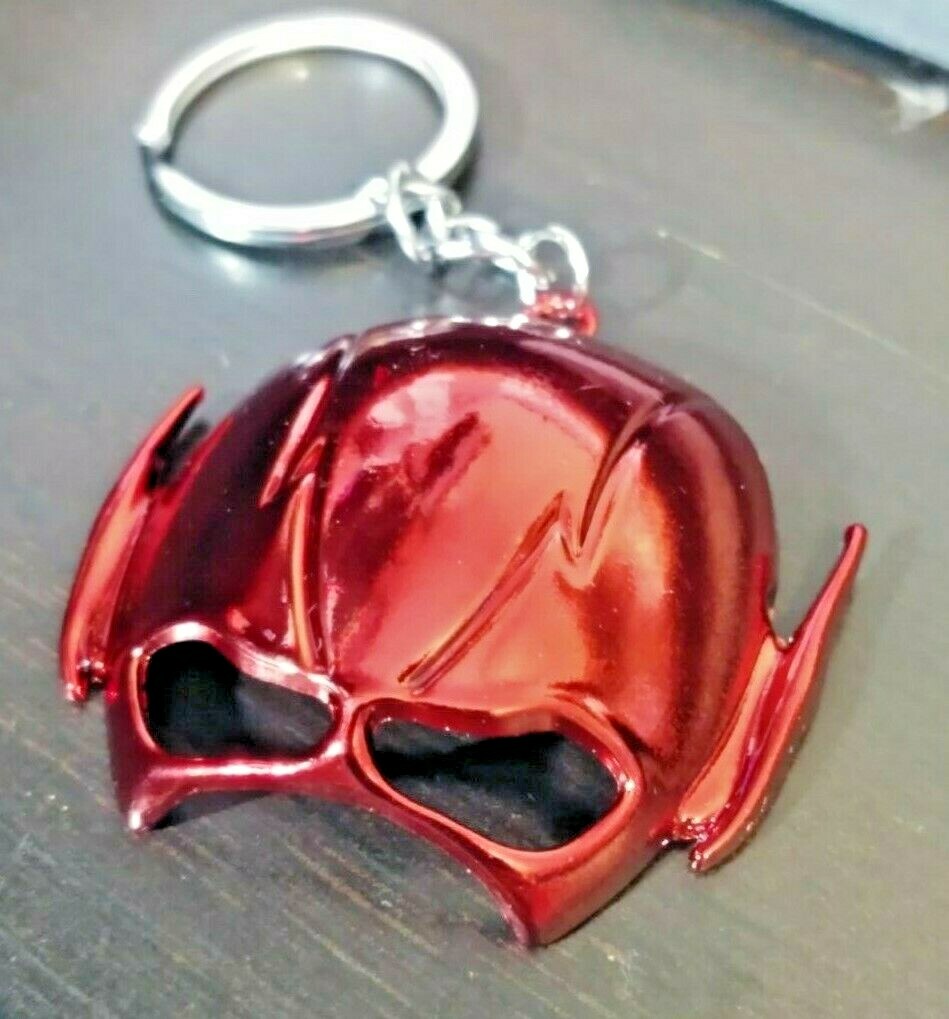 DC Comics The Flash Mask Keychain Gloss Red Flash Mask Metal Keyring Cosplay New