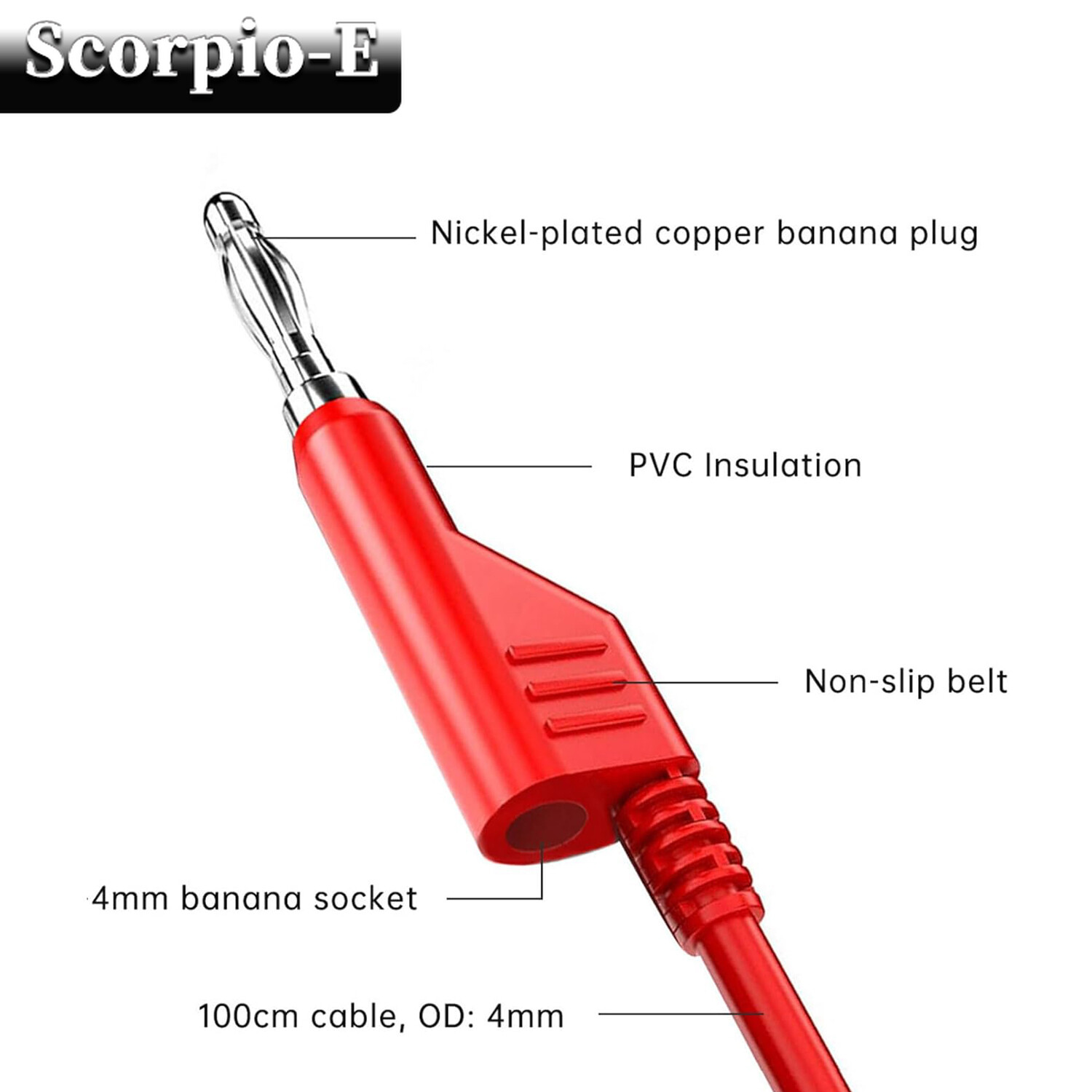 30PCS 4mm Stackable Banana Plug Test Lead Kit with Alligator Clip Back Probe