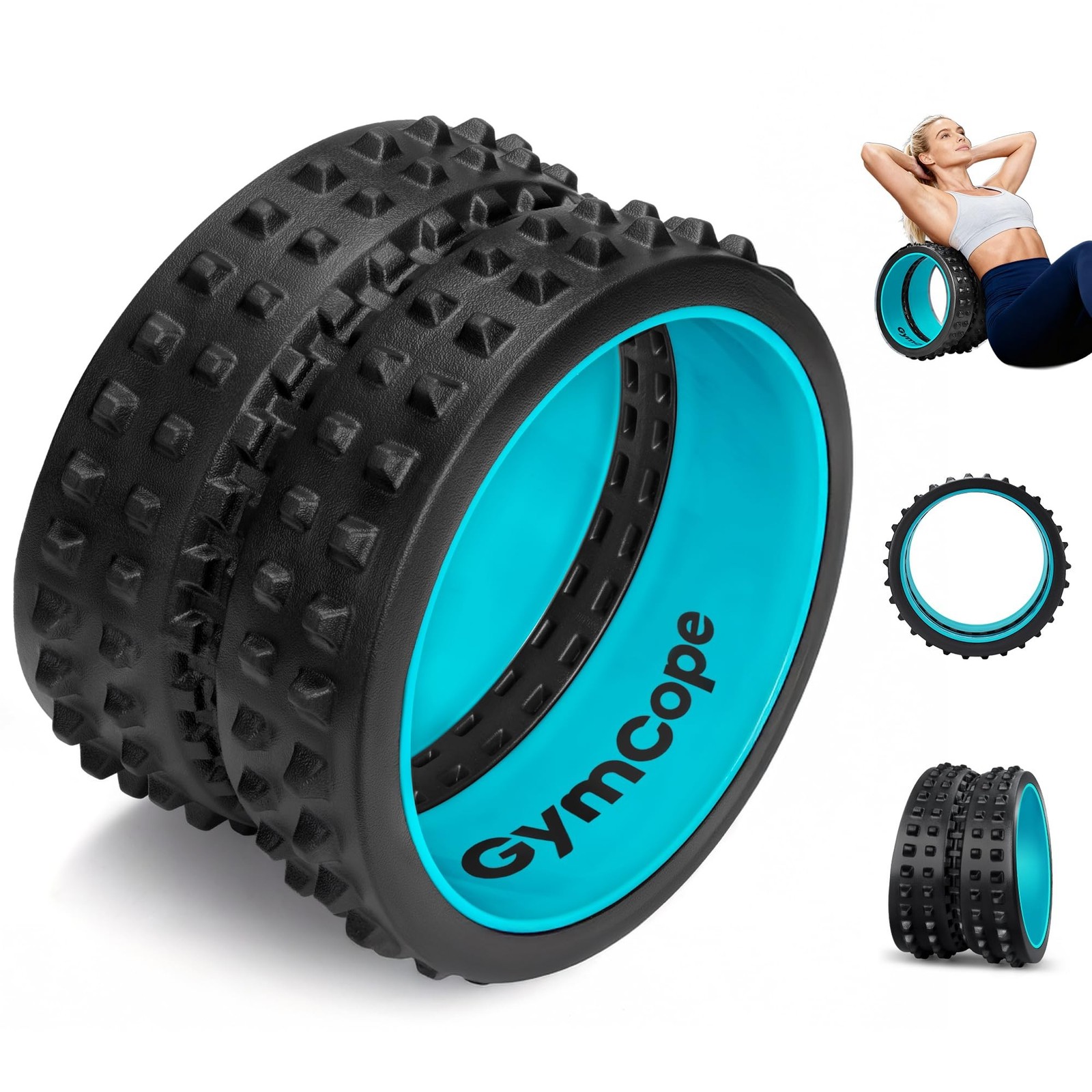 GymCope Curved Foam Roller, Spine-Safe Groove, 530 lb, Blue, Medium | 1/2in E...
