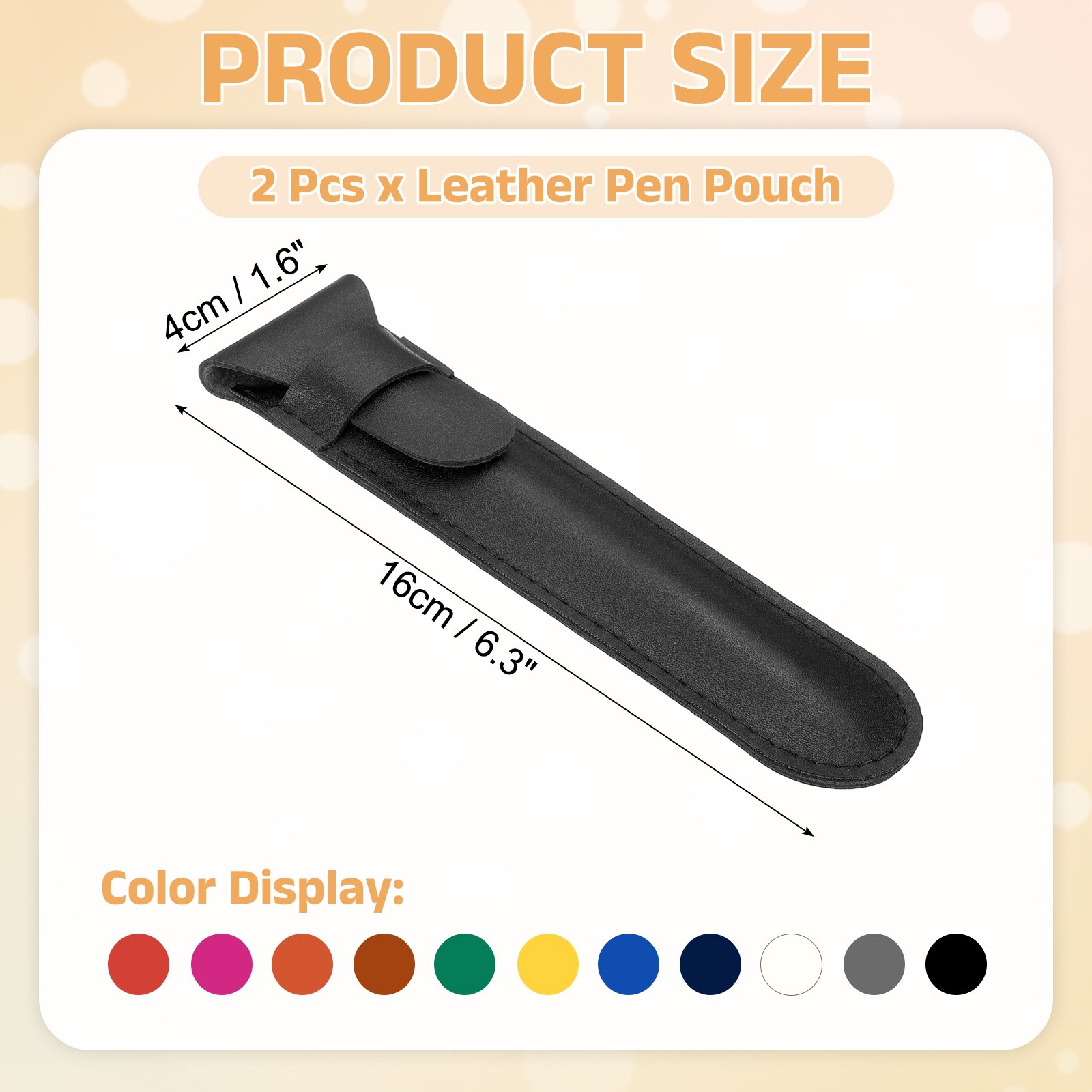 2 Pcs Leather Pen Pouch, Flip Single Pen Case Holder, Black