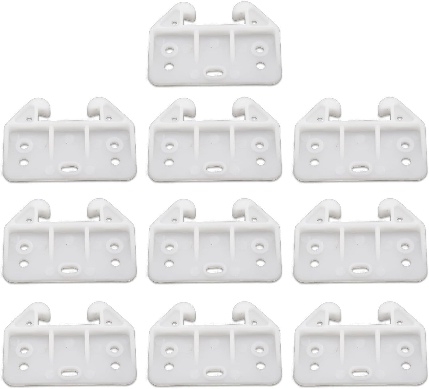 Set of 10 White Plastic Drawer Guides, Sturdy Rear Drawer Replacement Brackets w