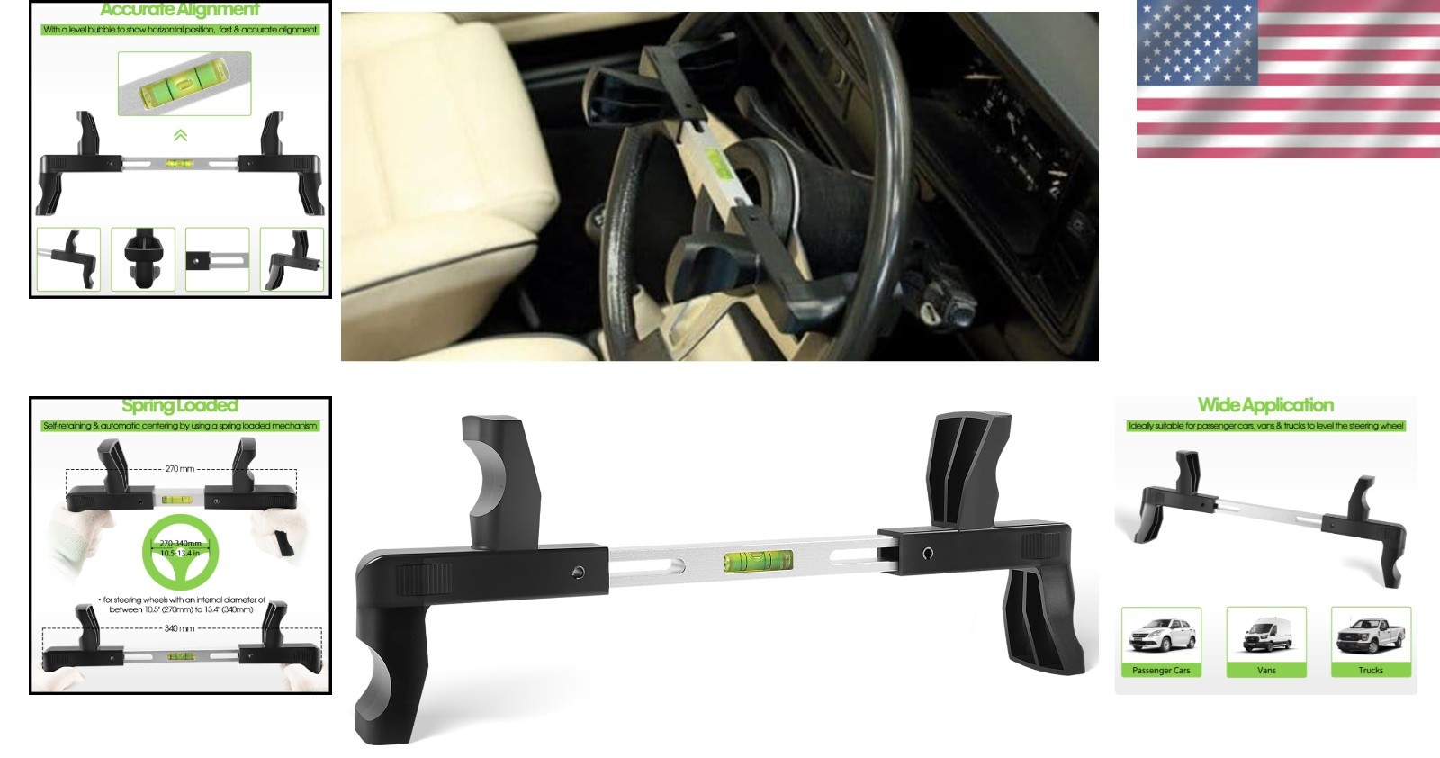 Spring-Loaded Steering Wheel Leveling Tool for Vans & Trucks - Durable Precision