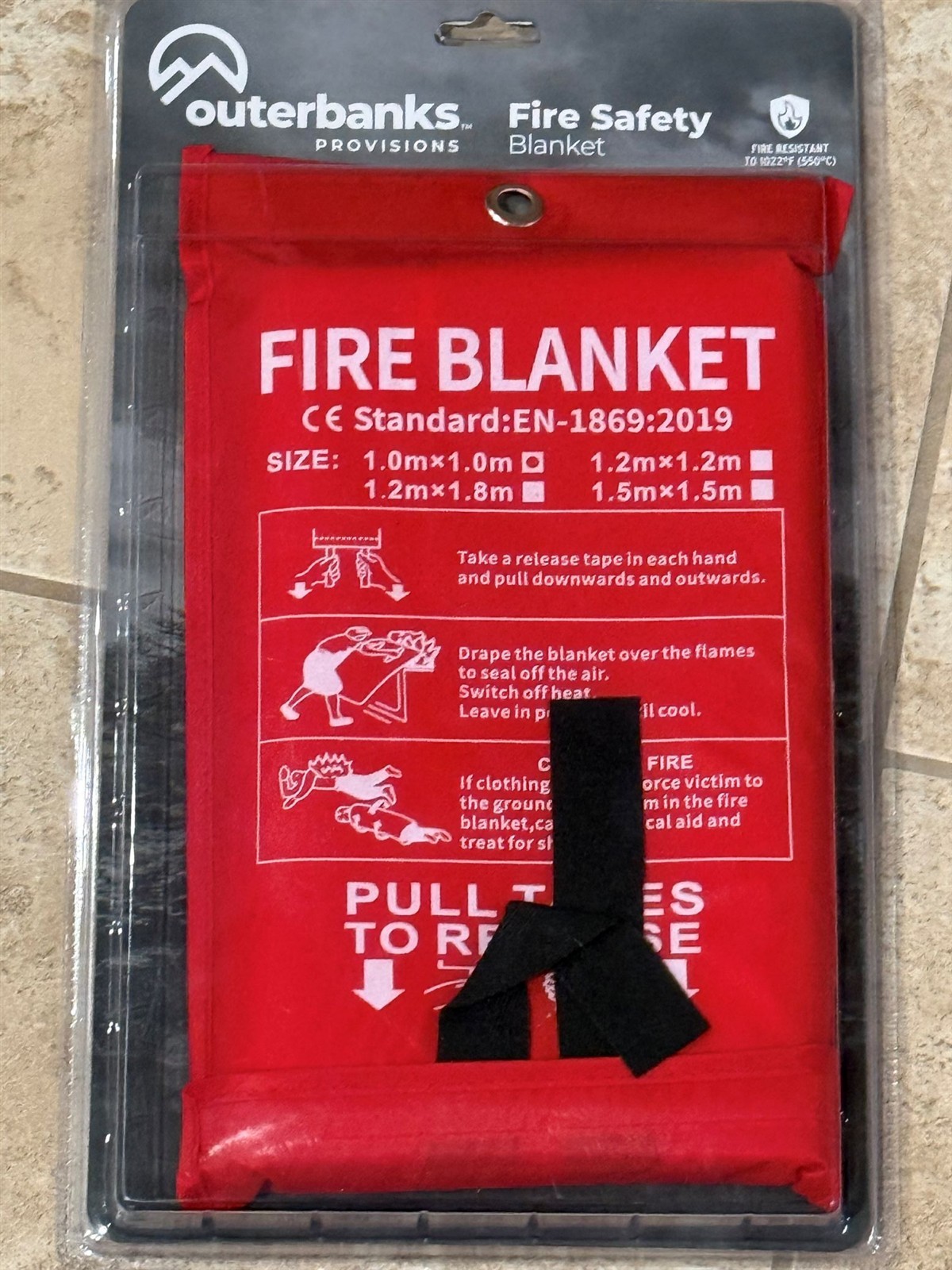 Outerbanks Provisions Fire Safety Blanket for Smothering Small Fires 39" x 39"