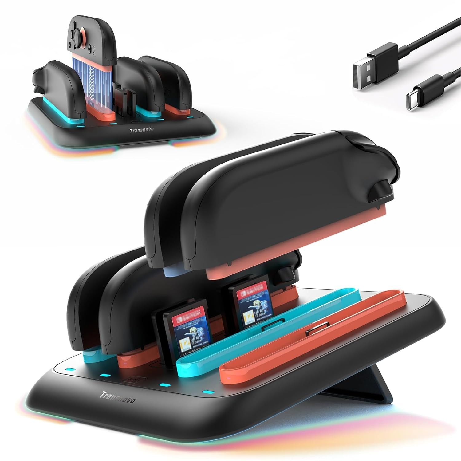 Nintendo Switch 2 Joy-Con Charging Dock Station Controller Charger LED RGB USB-C