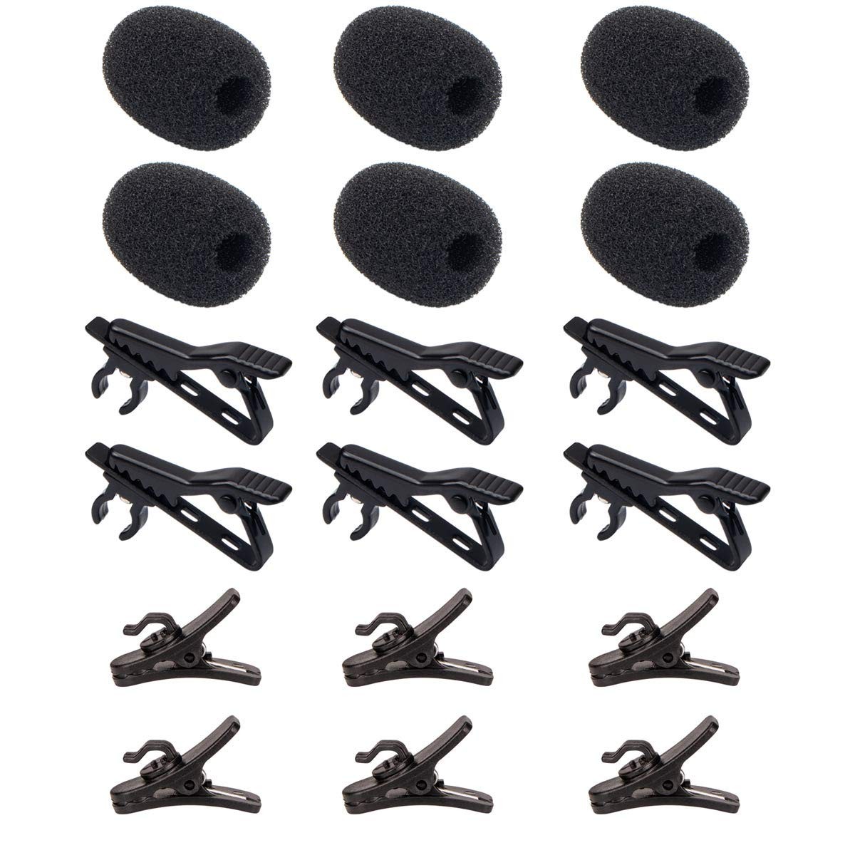 ALEKOR 6 Pieces Lavalier Microphone Metal Tie Clips, 6 6 Pack, Black