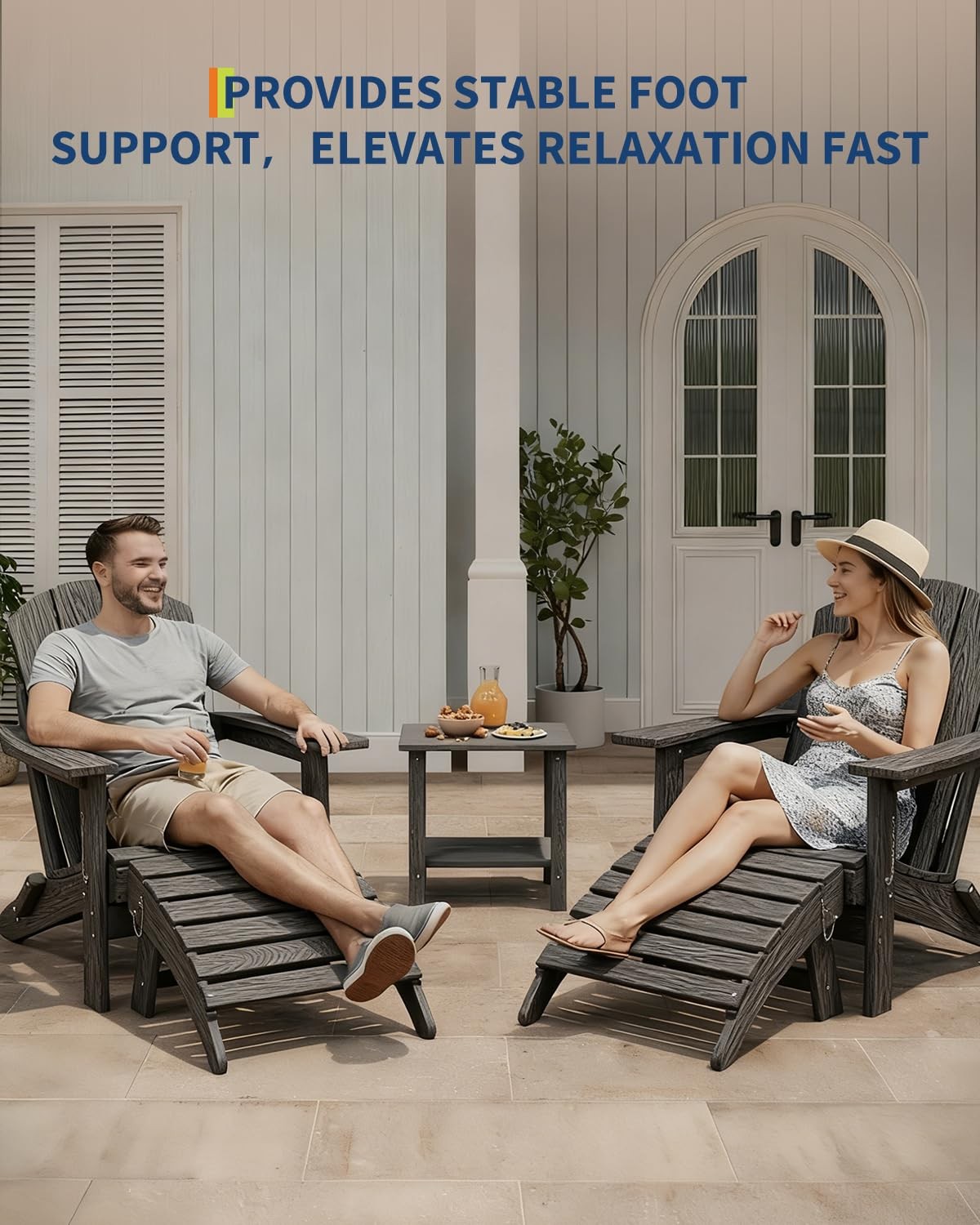 Folding Ottoman HDPE All-Weather Footrest Adirondack Chair Patio Deck