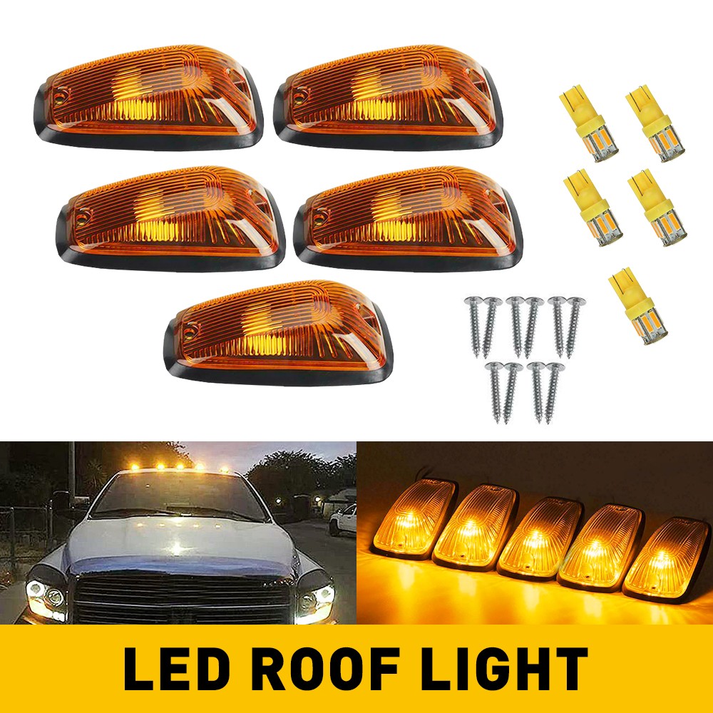 5X Lens Clear LED Bulbs Cab Amber Light Marker Roof for Chevy/GMC Pickup Trucks