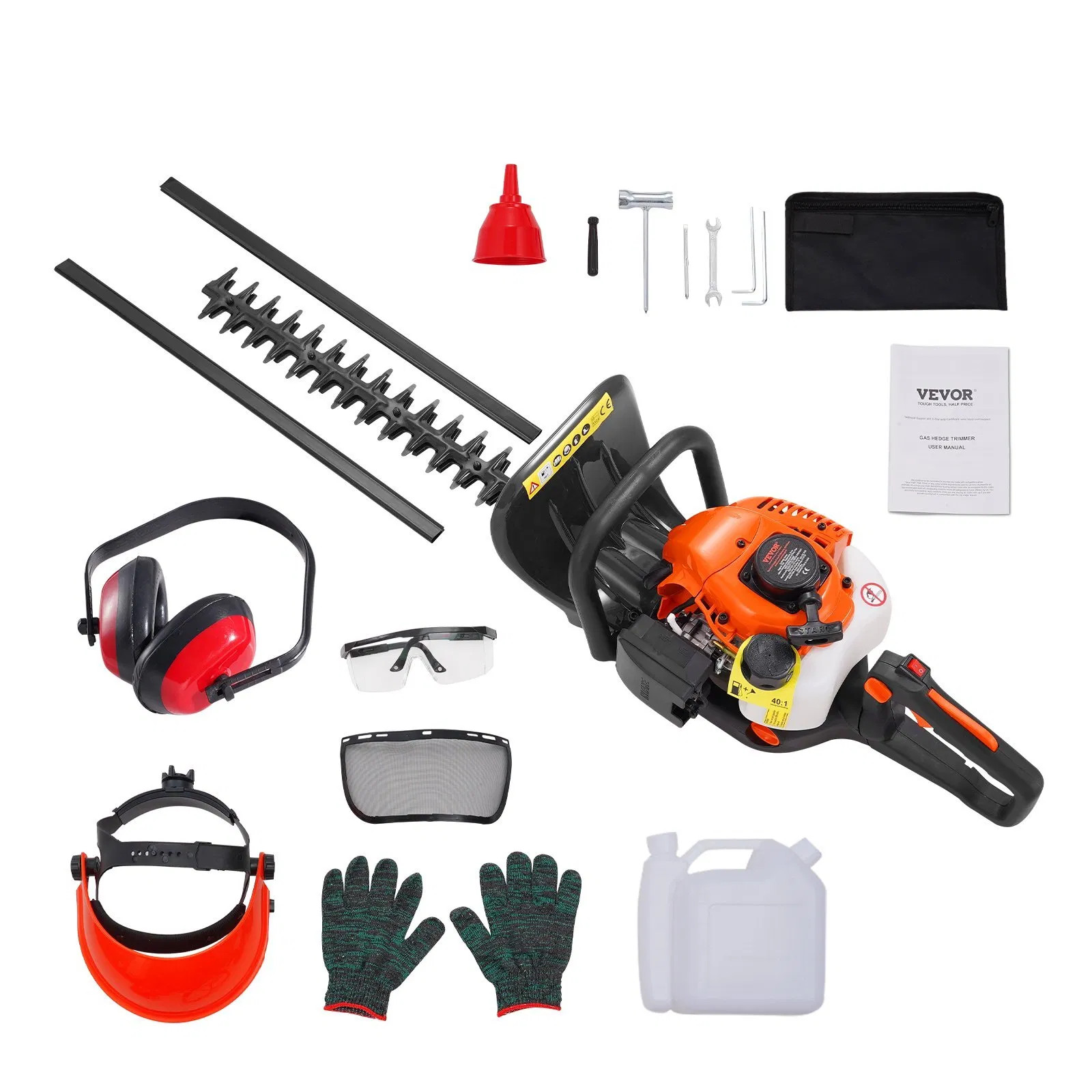23.2-inch 26CC 2 Cycle Gas Hedge Trimmer, Gas Powered Handheld Hedge Trimmer wit
