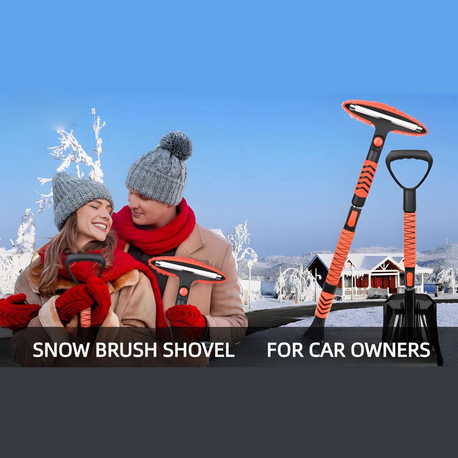 4 In 1 Extendable Snow Brush Ice Scraper For Car Windshield DHKT