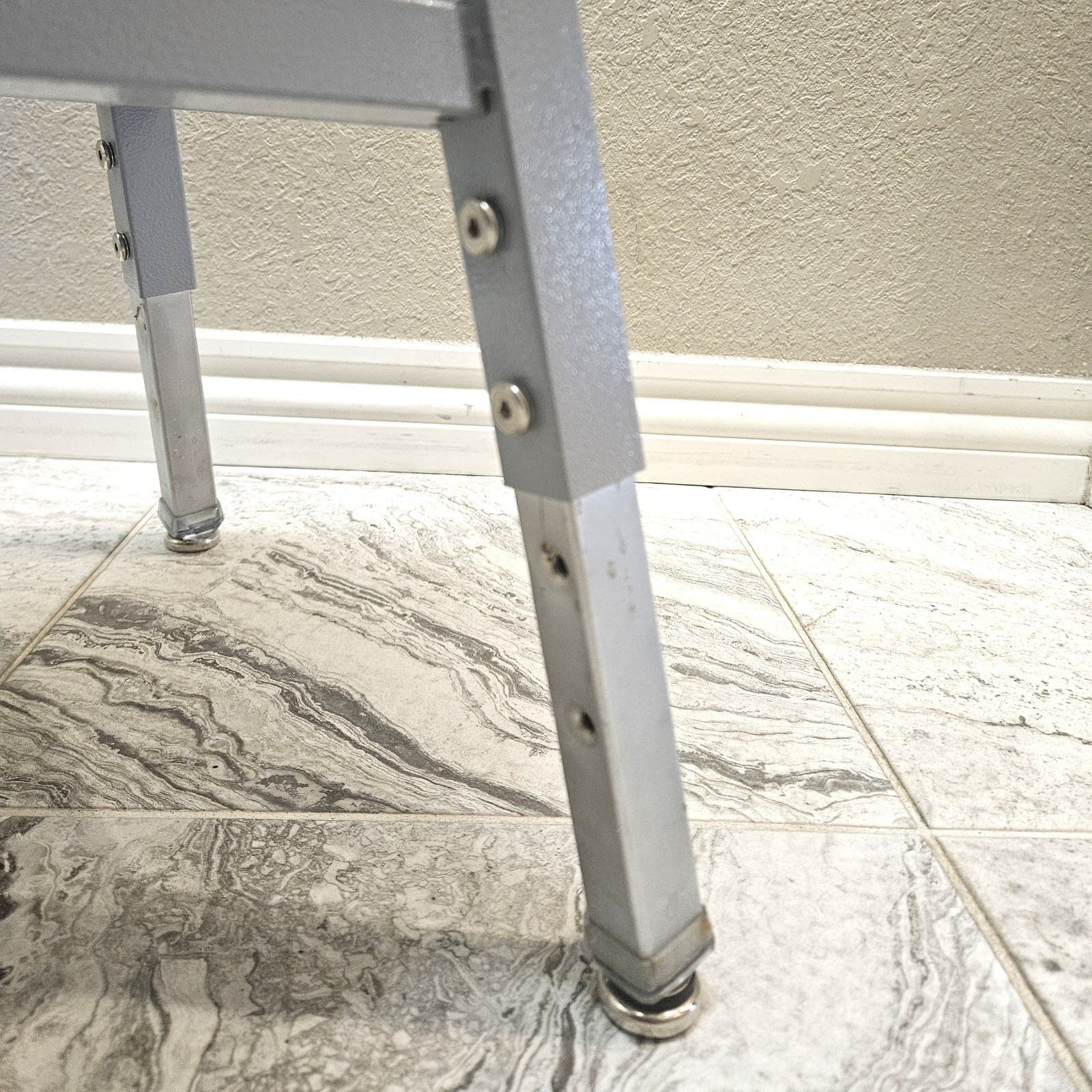 Science Lab Stool, Solid Wood Seat & Steel Frame Adjustable, Gray