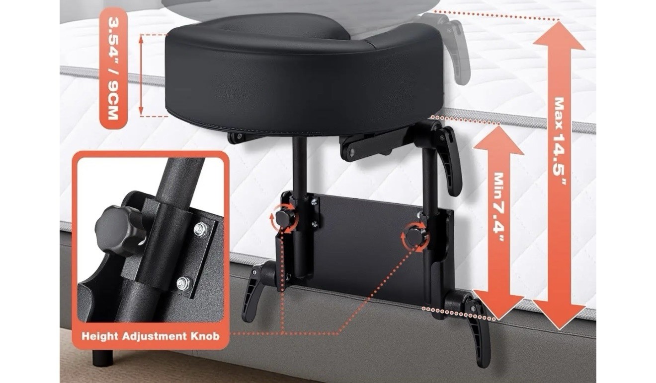 Adjustable Portable Black Massage Table Face Cradle Headrest, Foldable