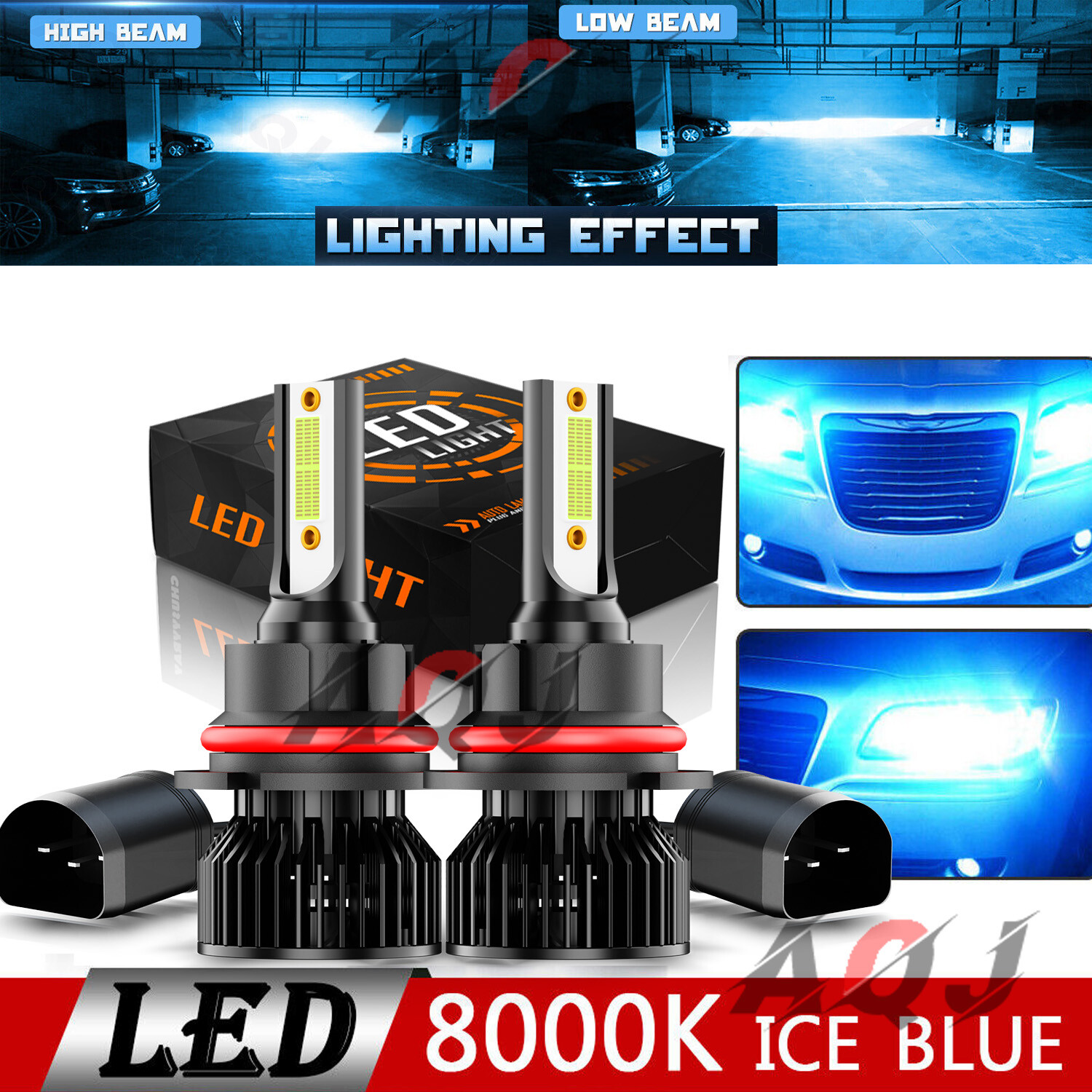 For Cadillac Brougham 1990-1992 2pc 9004 Blue LED Headlight High/Low Beam Bulbs