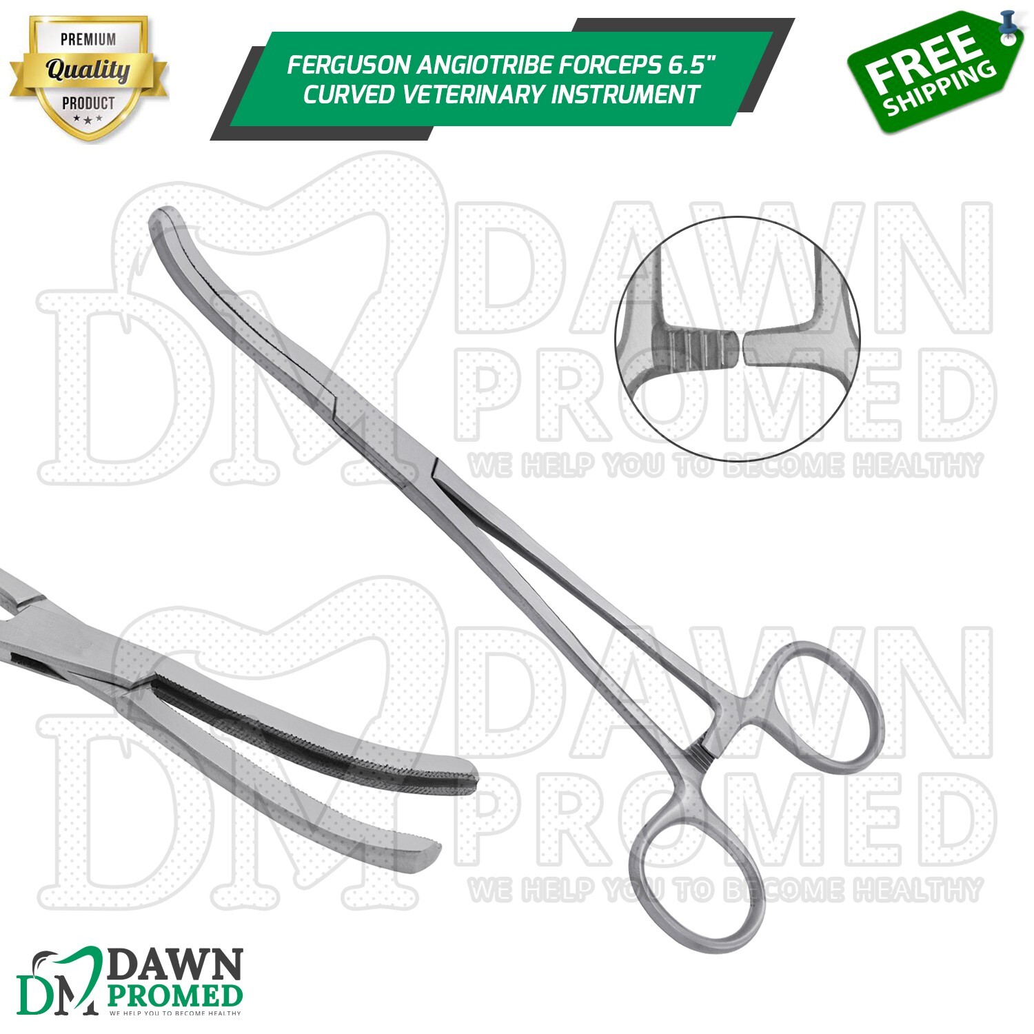 Ferguson Angiotribe Forceps 6.5" Curved Surgical Veterinary Instrument German Gr