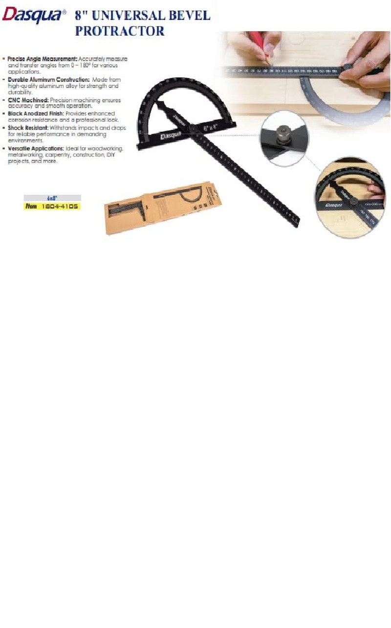 1804-4105 6 X 8-Inch Universal Bevel Protractor