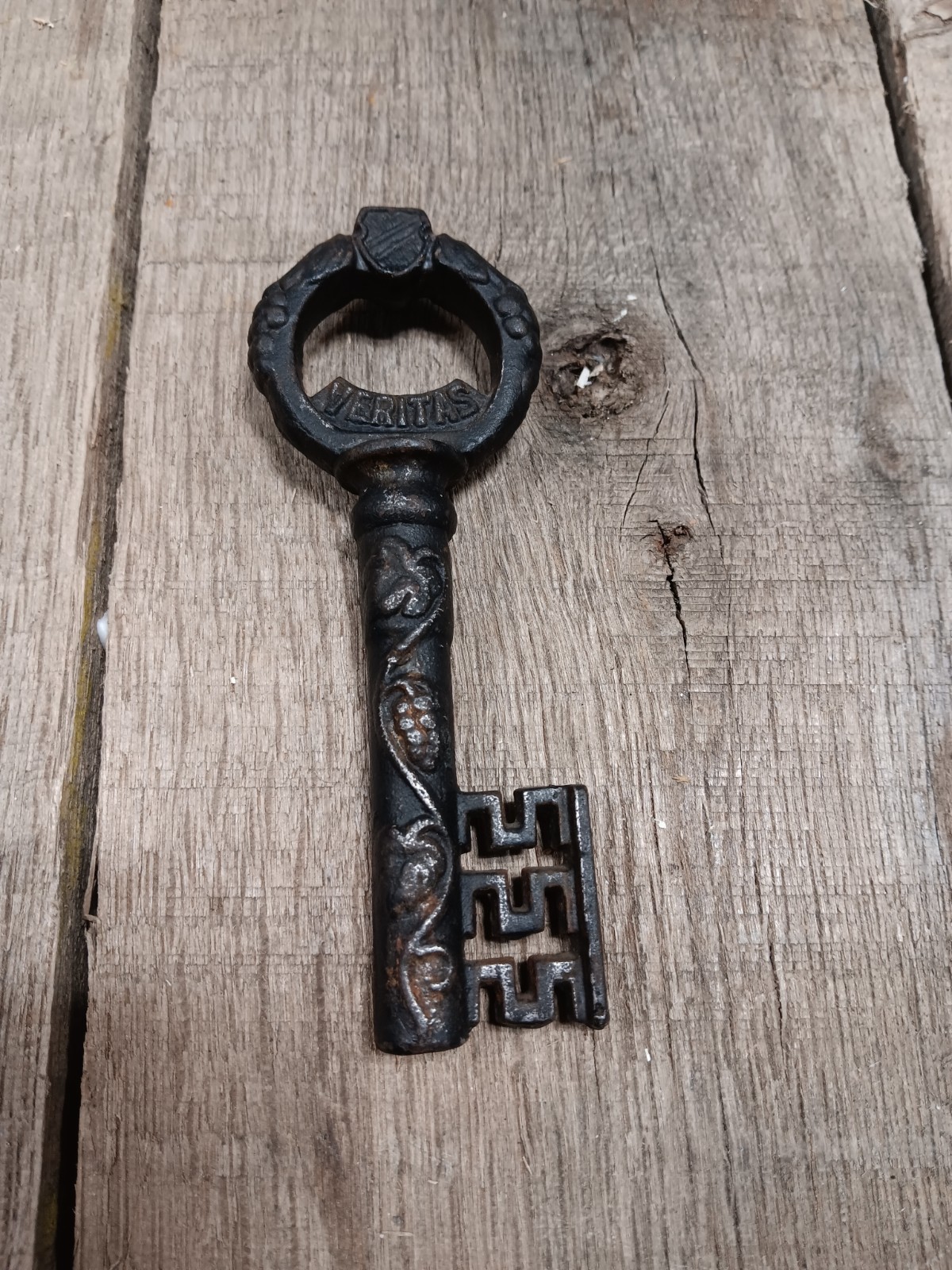 Cast Iron Key Bottle Opener Veritas Il Vino Rustic Patina