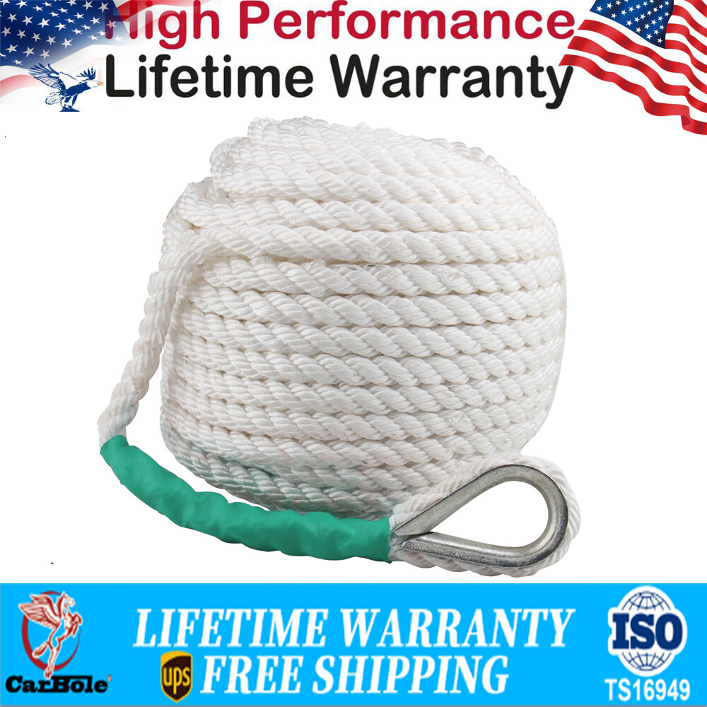 Twisted Anchor Rope 1/2"x200'Three Strand Polypropylene Braided Boat Dockline