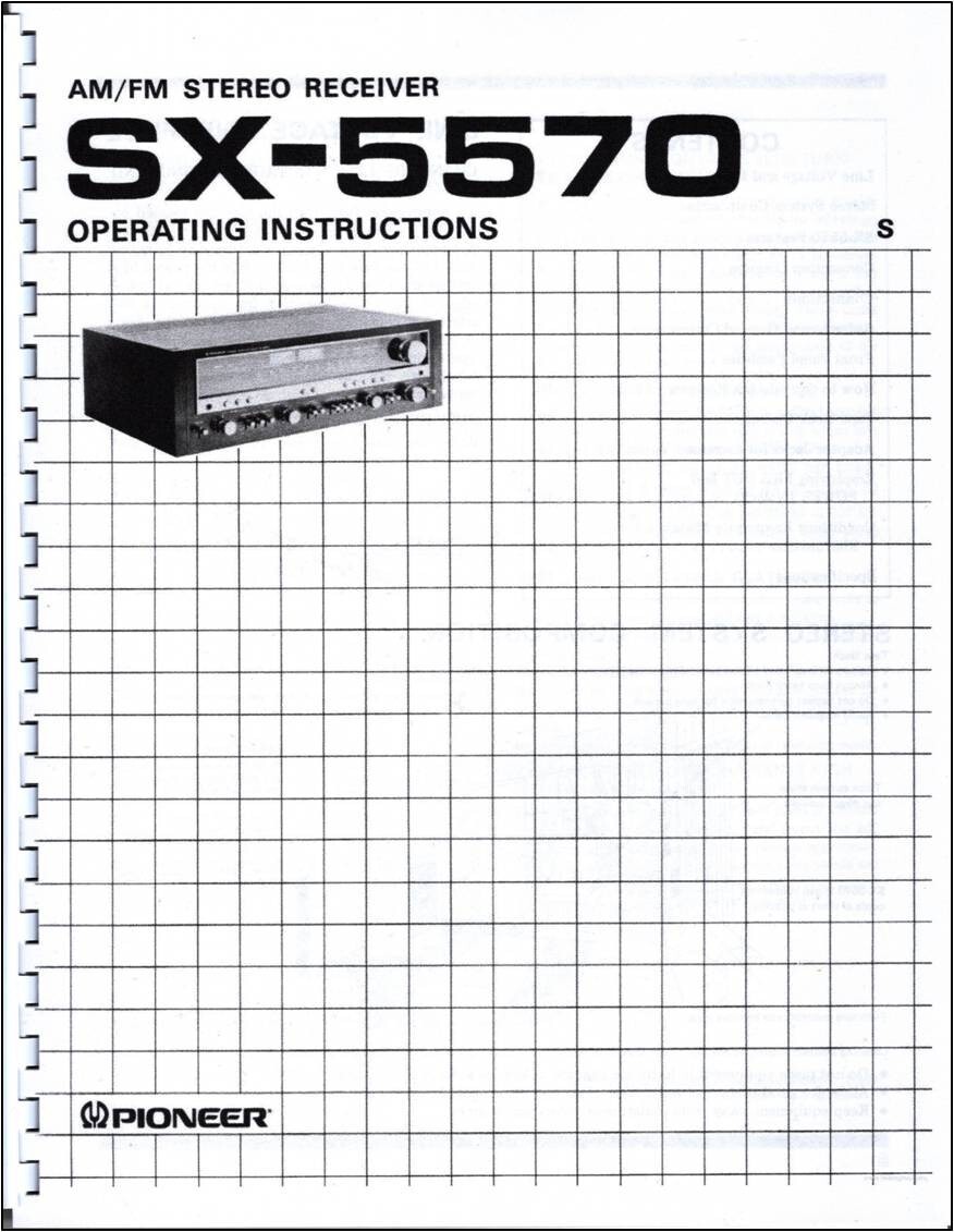 Pioneer SX-5570 Stereo Receiver Owners Manual