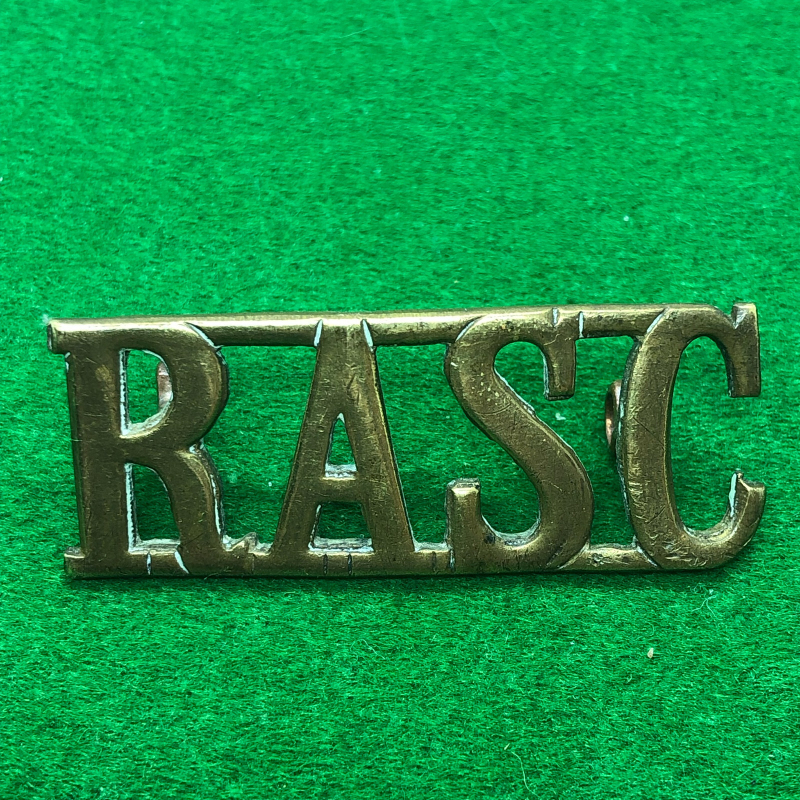 Original WW2 British Army Brass Shoulder Title - RASC Royal army Service Corps