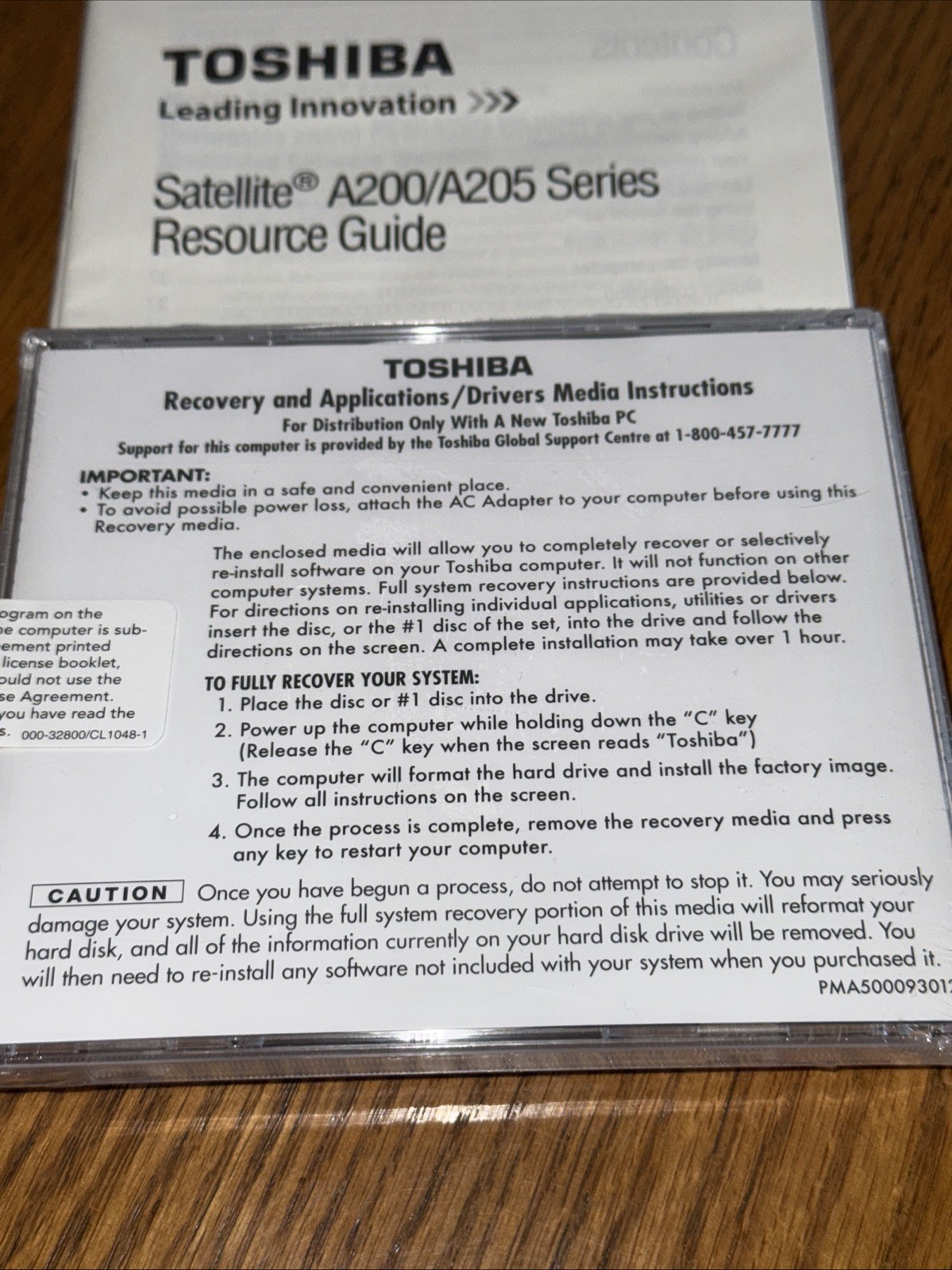 Toshiba Recovery And Applications/Drivers Satellite P200/P205 CD Brand New