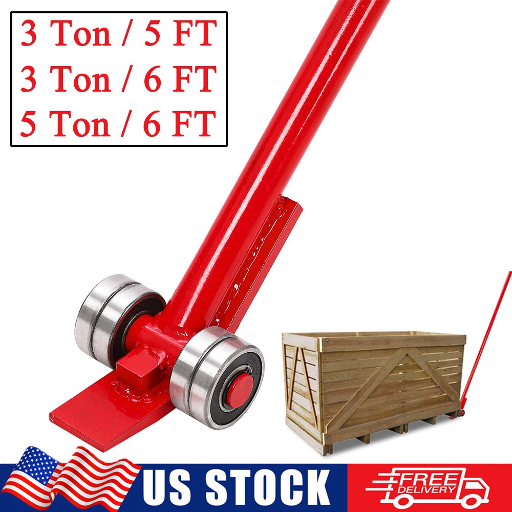3/5 Ton Prylever Bar 5/6FT Length Heavy Duty Steel Pry Lever Bar with 4 Wheels