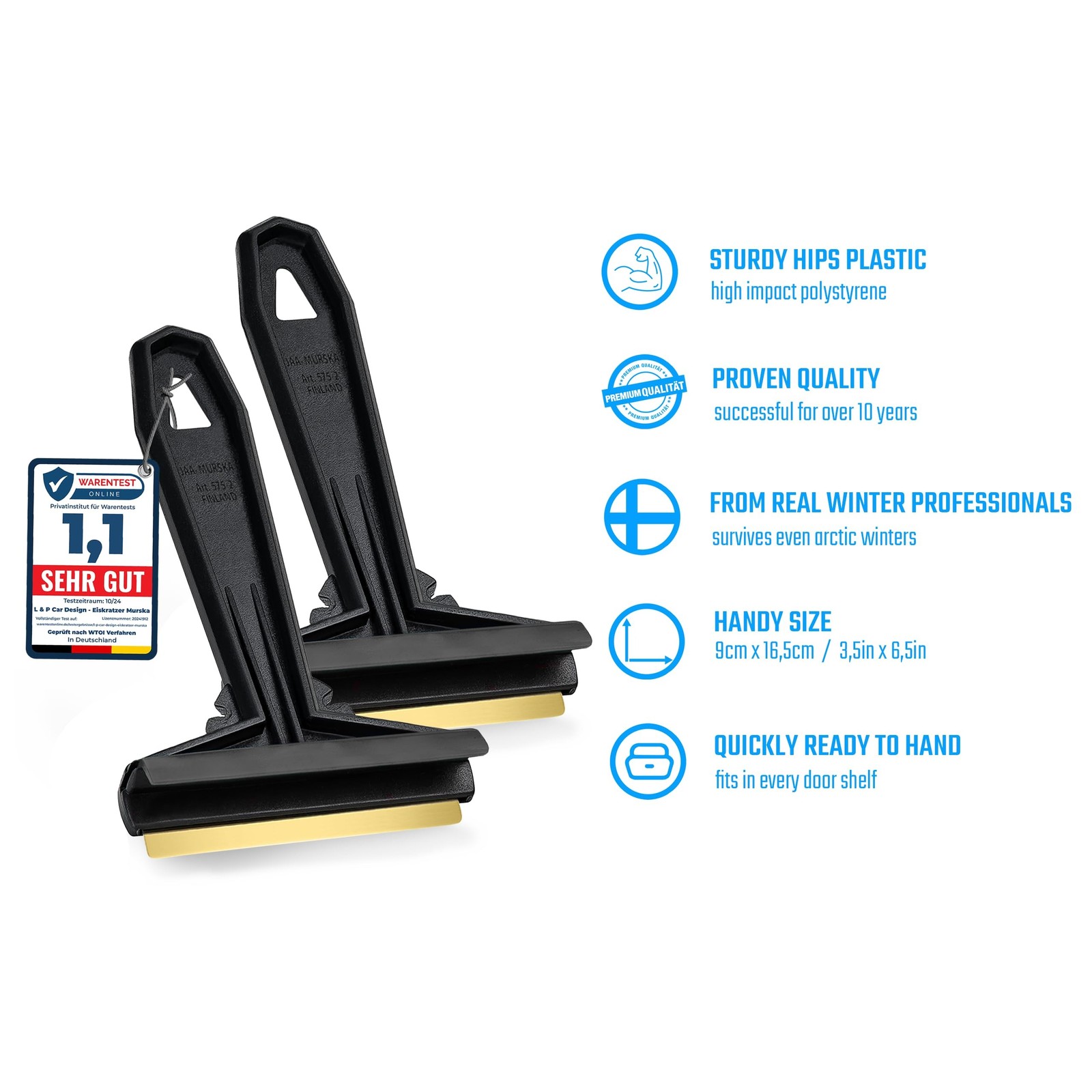 Car Ice Scraper Brass Blade - fast, easy & efficient - [ 2 Pack ] Brass Ice S...