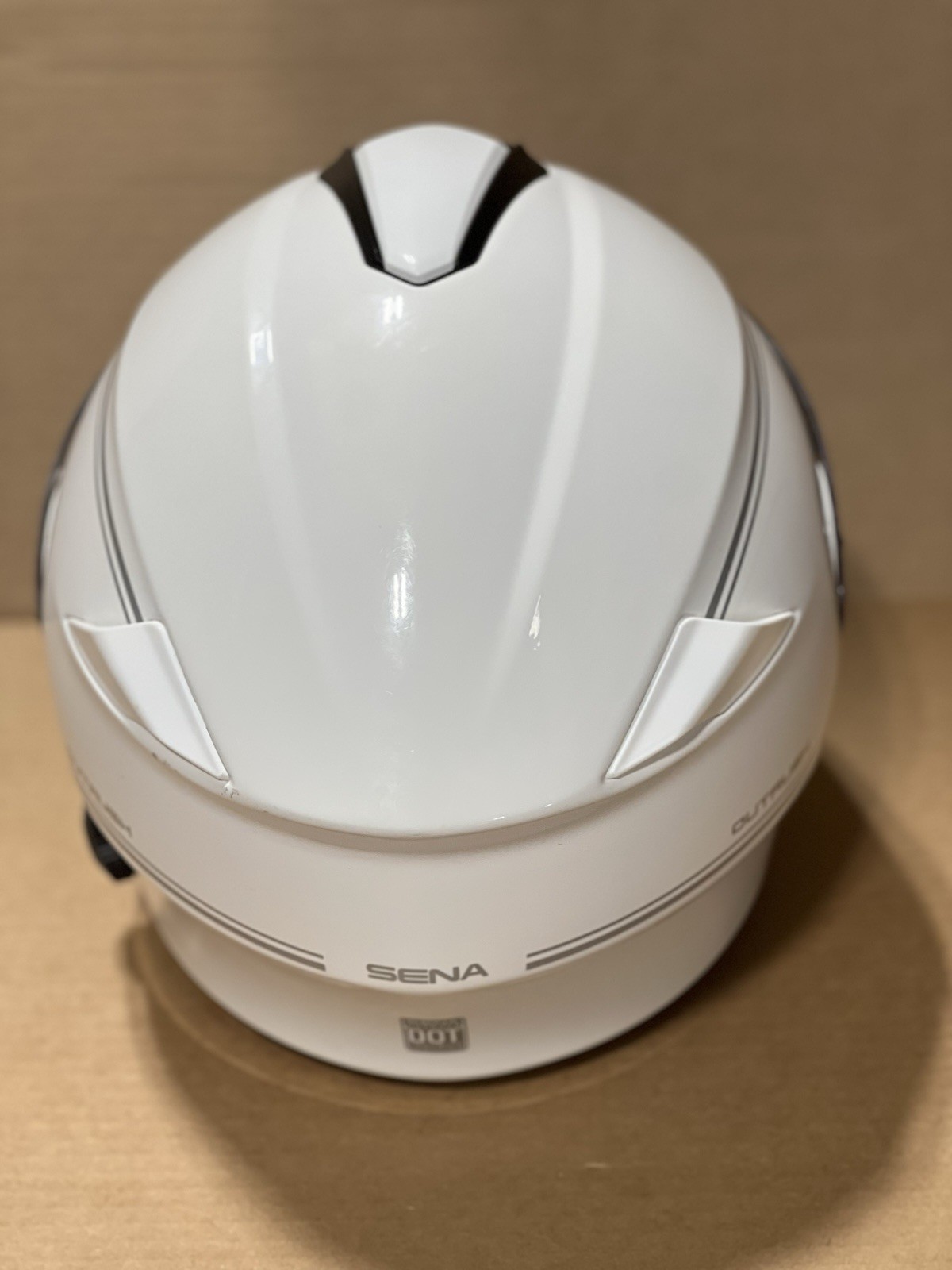 (M) Sena Outrush Modular Flip-up Motorcycle Helmet Glossy White Bluetooth -