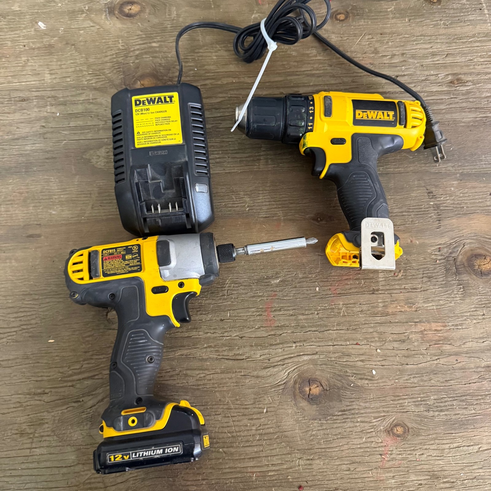 DeWalt 12V Cordless Drill DCD710 Impact DCF815 2-Tool Kit Charger Batteries