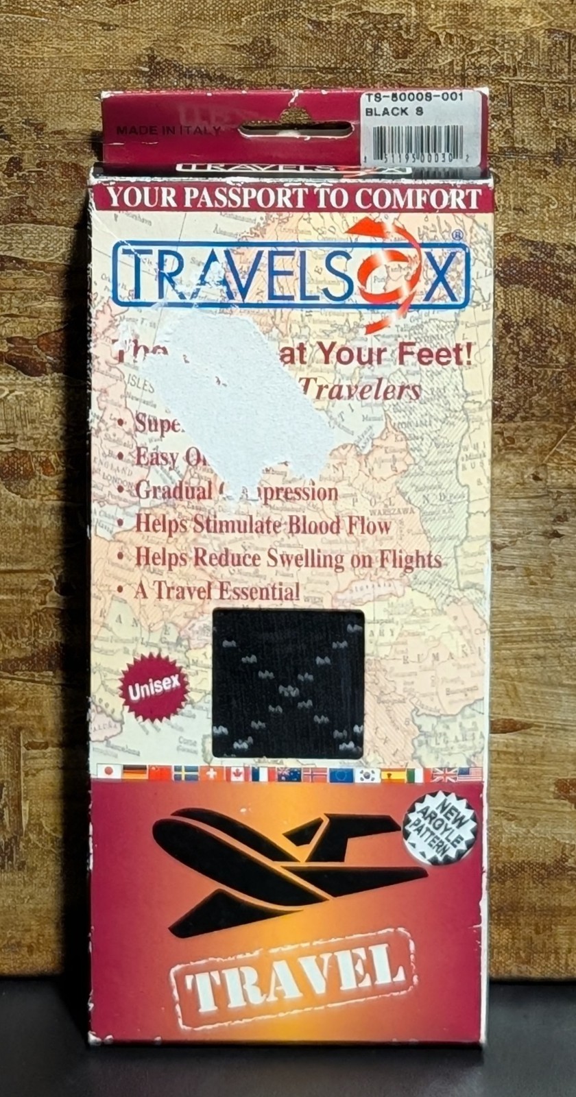 Travelsox TS 5000S Patented Graduated Compression Socks Black Size S - Italy NEW