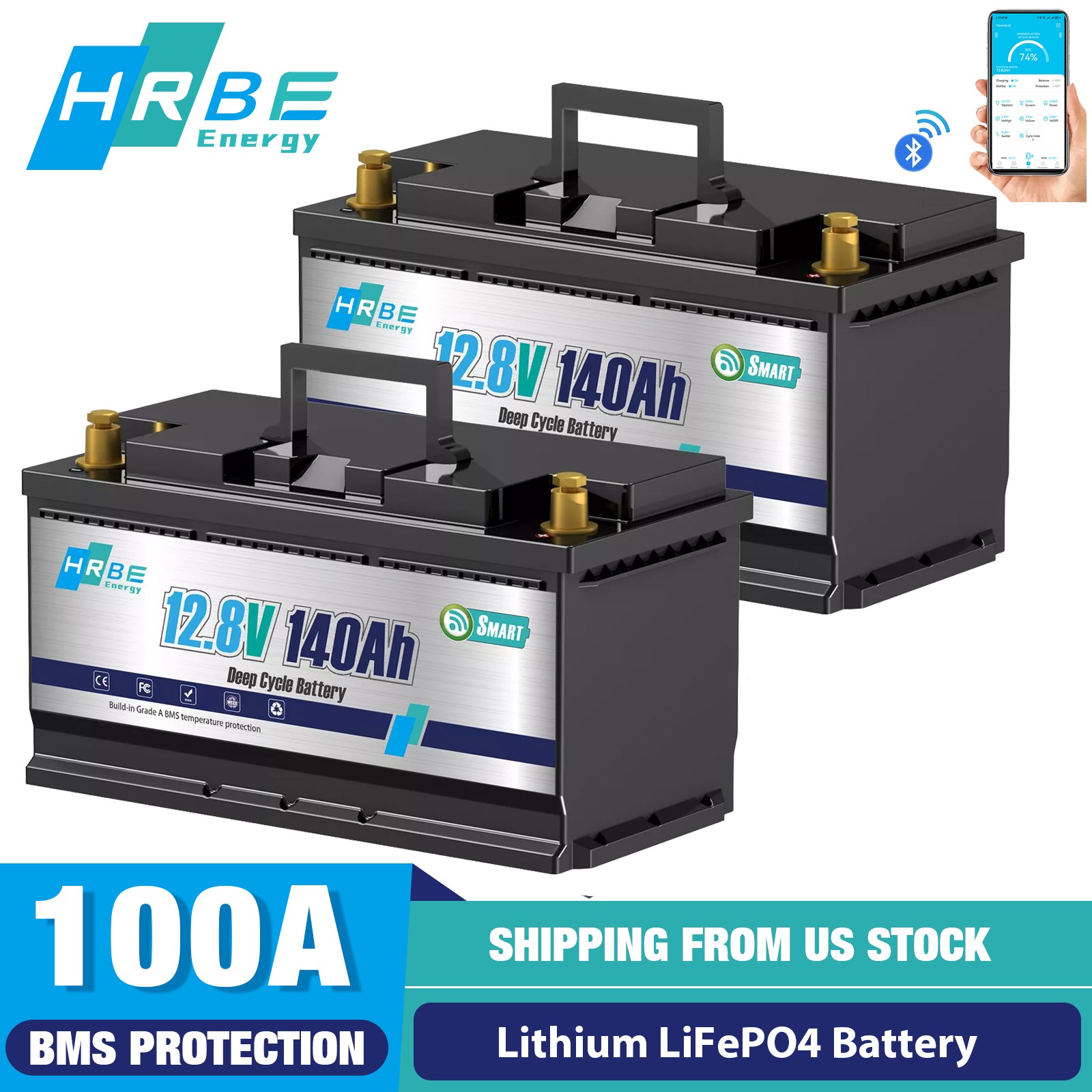 12V 280AH LiFePO4 Lithium Battery 100A BMS 3584Wh For RV Solar Panel 12V 140Ah