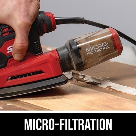 Corded Detail Sander - Low Vibration, Quick Sanding Sheet Changes, Dust Control