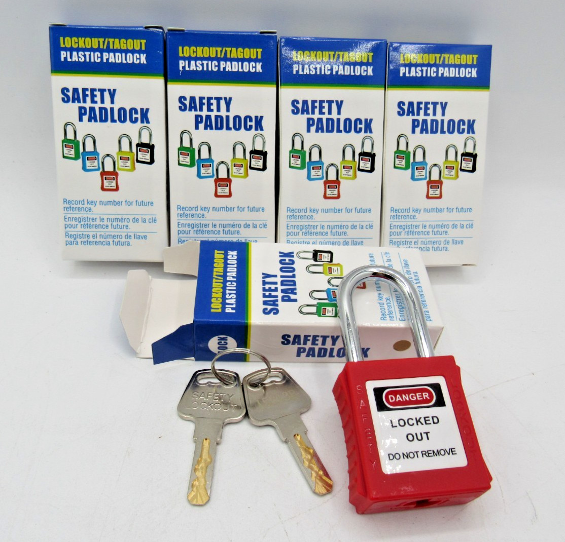 Nylon Lockout Tagout Lock Isolation Safety Padlock Red w/ 2 Keys Lot of 5