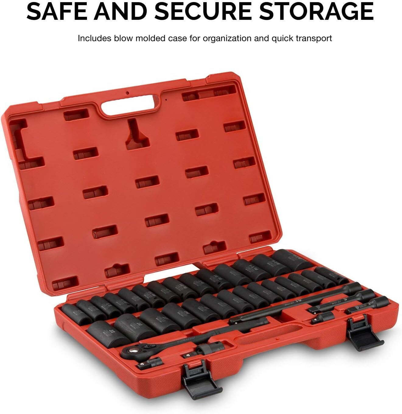 1/2" Impact Socket Set, 35 Pcs Deep Socket Kit Assortment Standard SAE/Metric MM