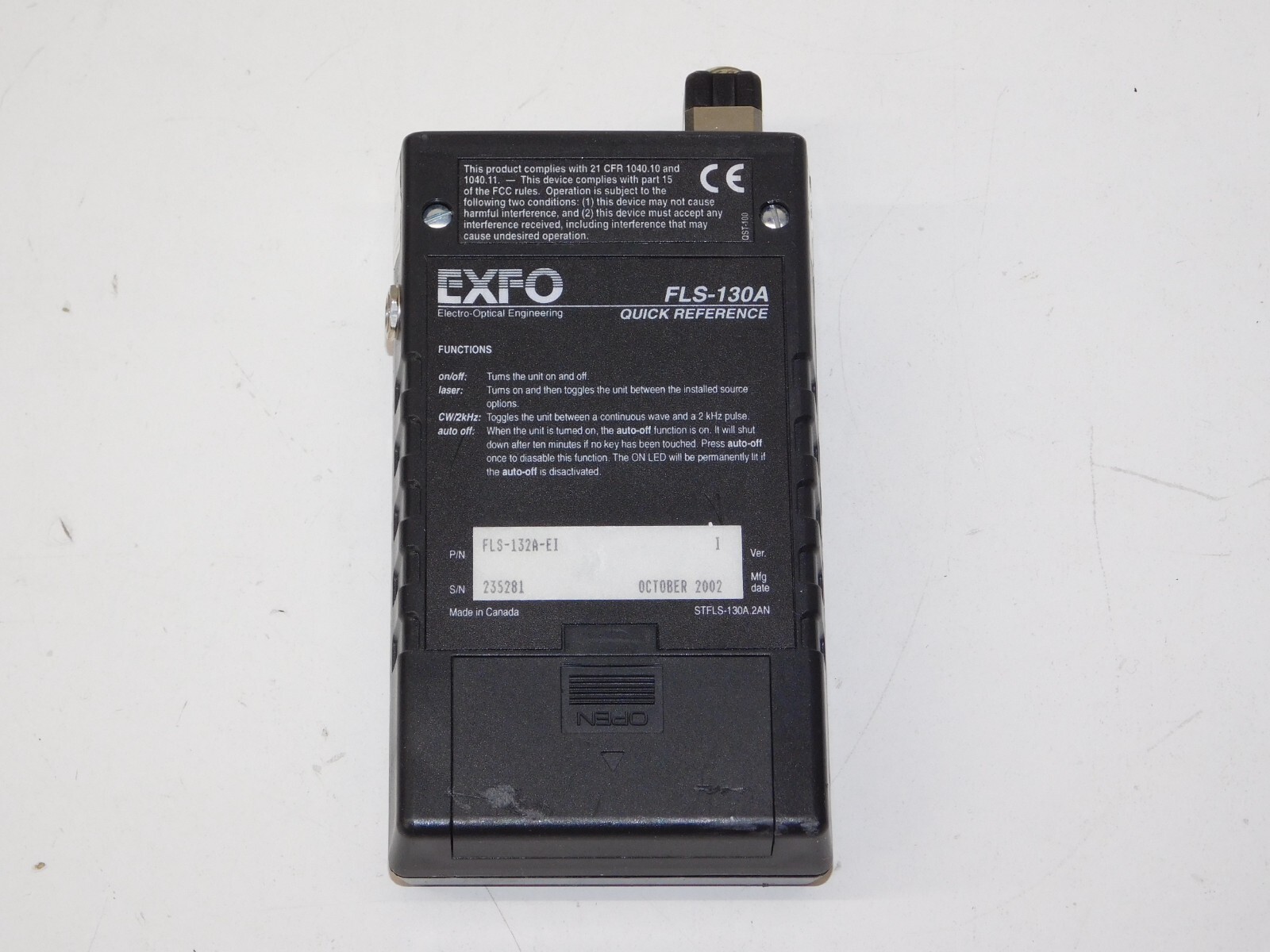EXFO FLS-130A Fiberoptic Laser Source FLS-132A-EI Electro Optical Engineering
