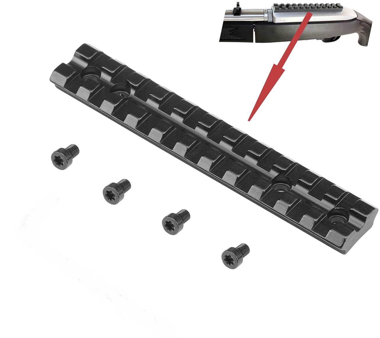 11 Slot 4.6 inch  Picatinny Weaver Rail Section Set- Aluminum Black with Wrench