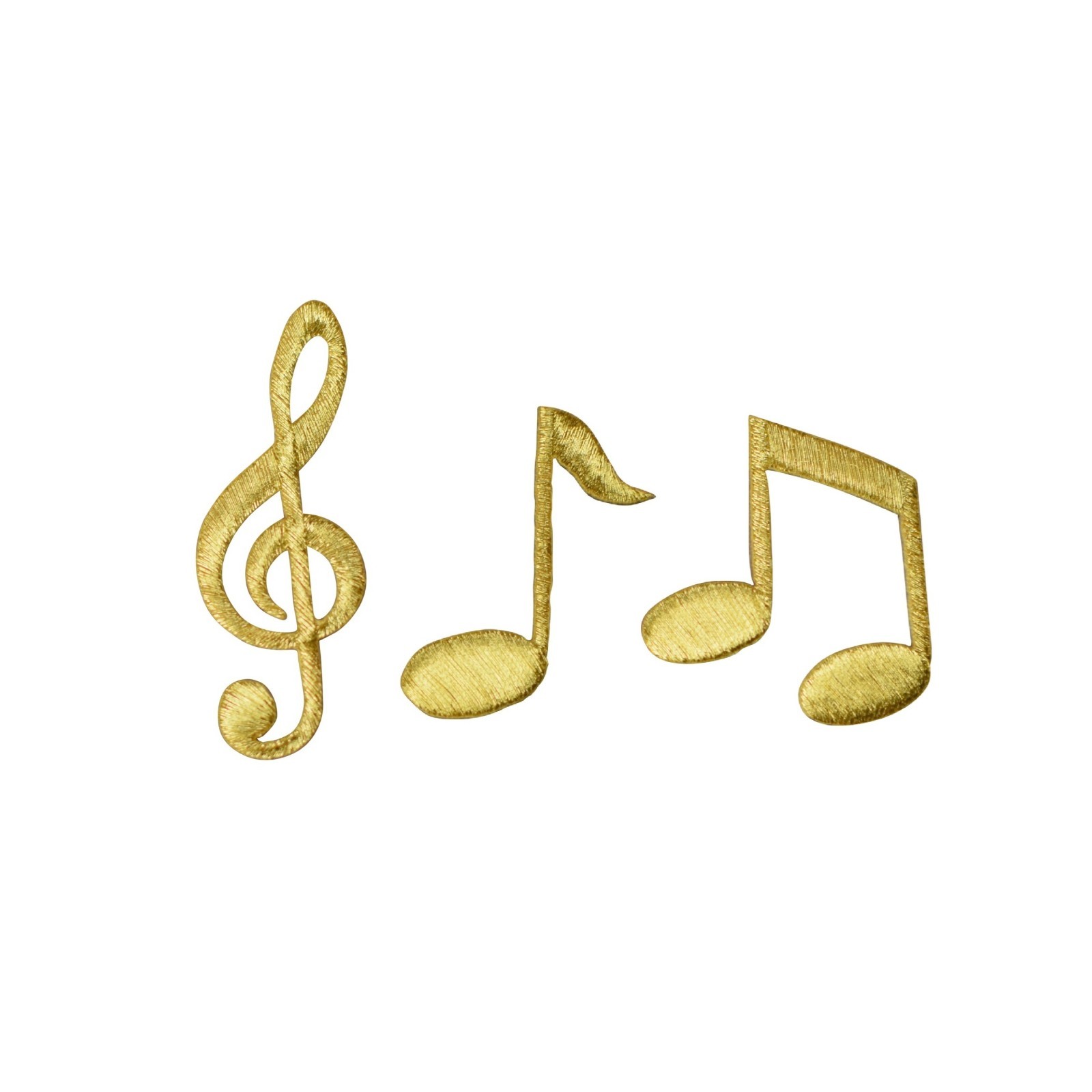 3-Pack Gold Sheet Music Patch Set Embroidered Single Double Notes & G Clef Badge