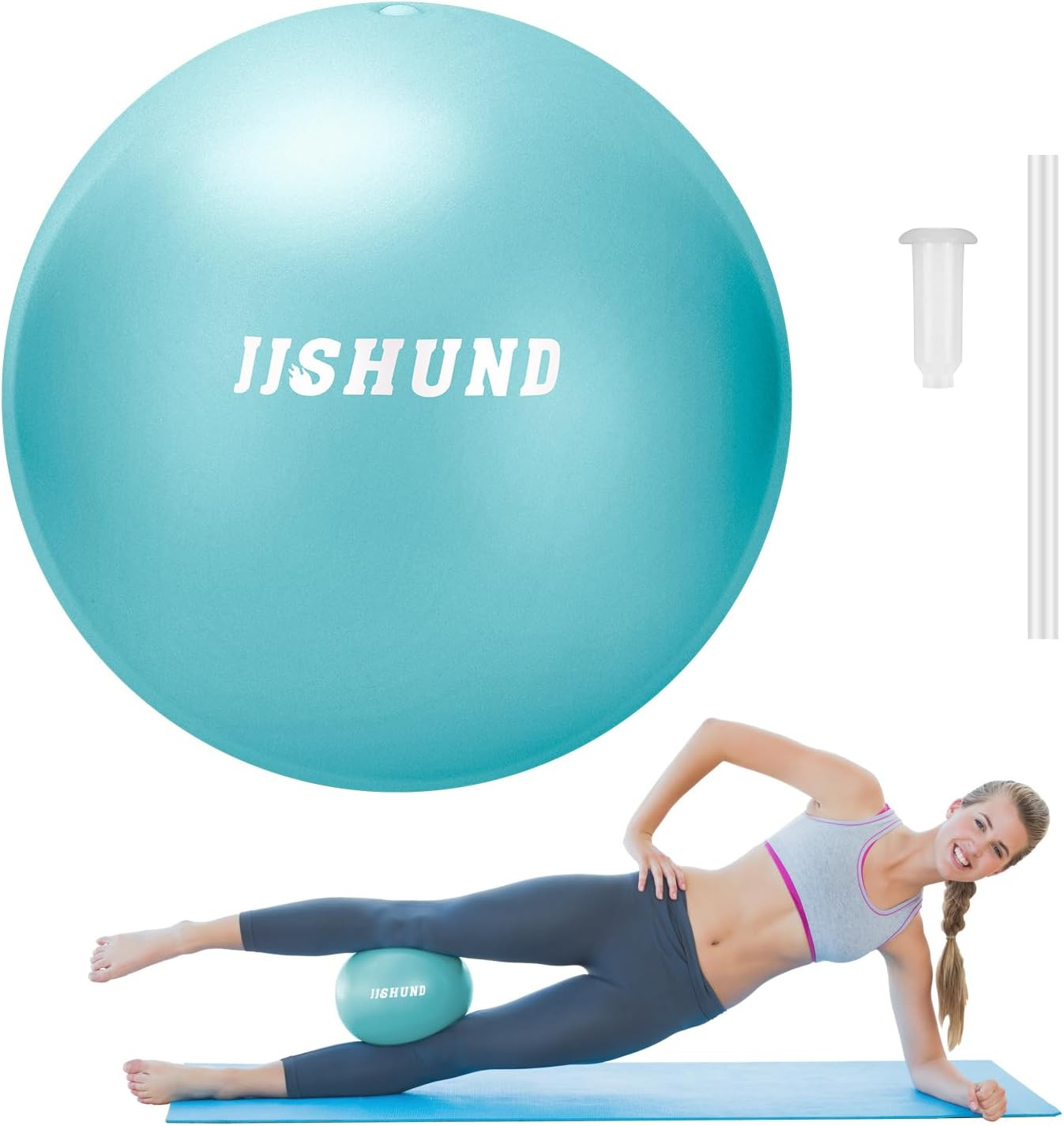 Pilates Ball, 9 Inch Small Exercise Mini Soft Workout Yoga Ball with Exercise Gu