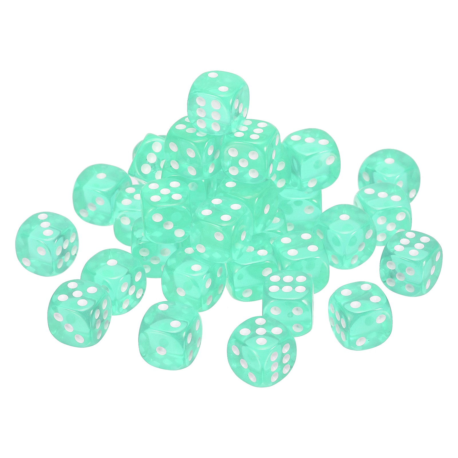 40Pcs 6 Sided Acrylic Dice, 16mm/0.63" Rounded Corner Dice, Light Green