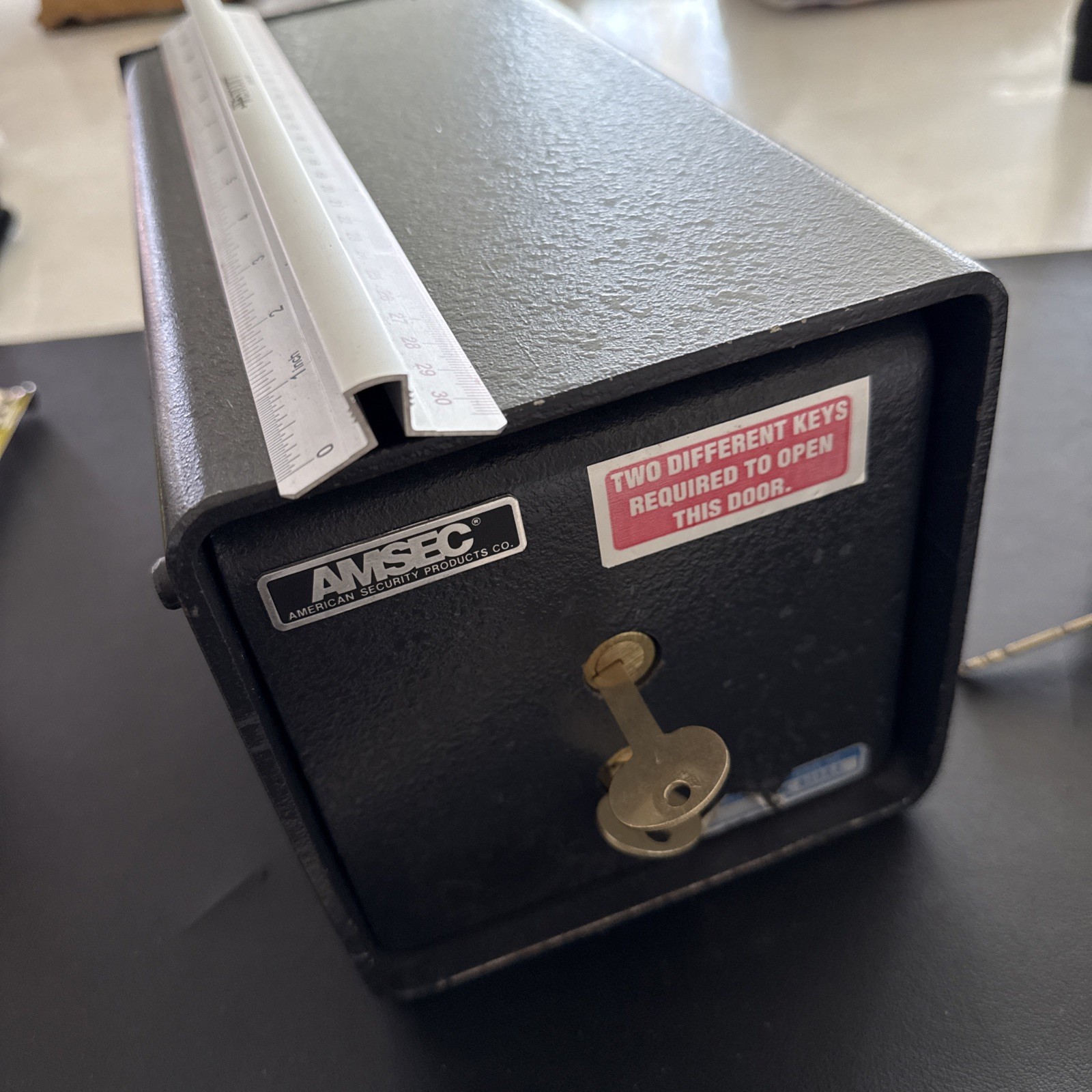 AMSEC Drop Box Under counter Safe, 12” x 6" x 6" Heavy Solid Steel Dual Control