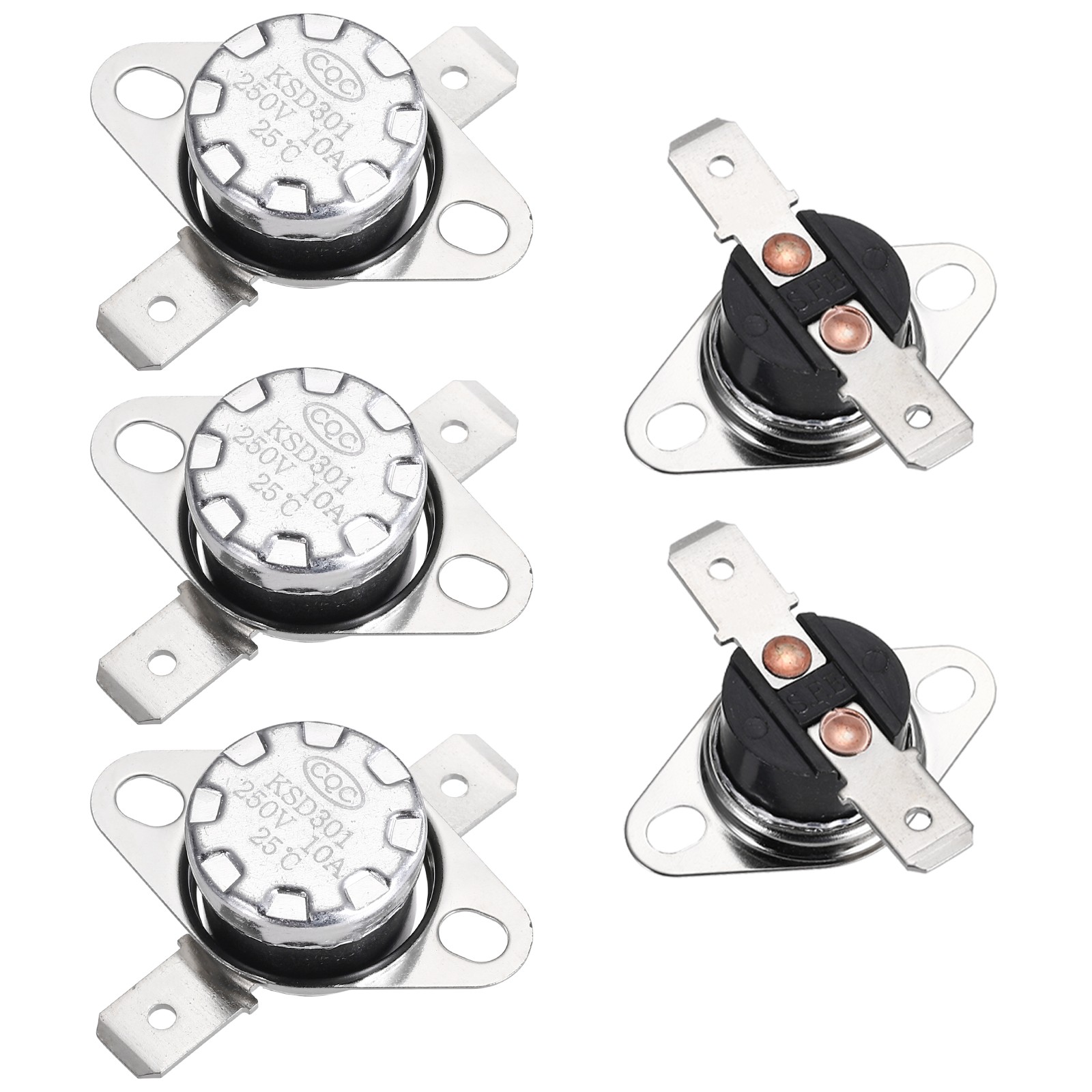 5PCS Temperature Control Switch Thermostat 25°C 10A N.C 6.3mm Pin