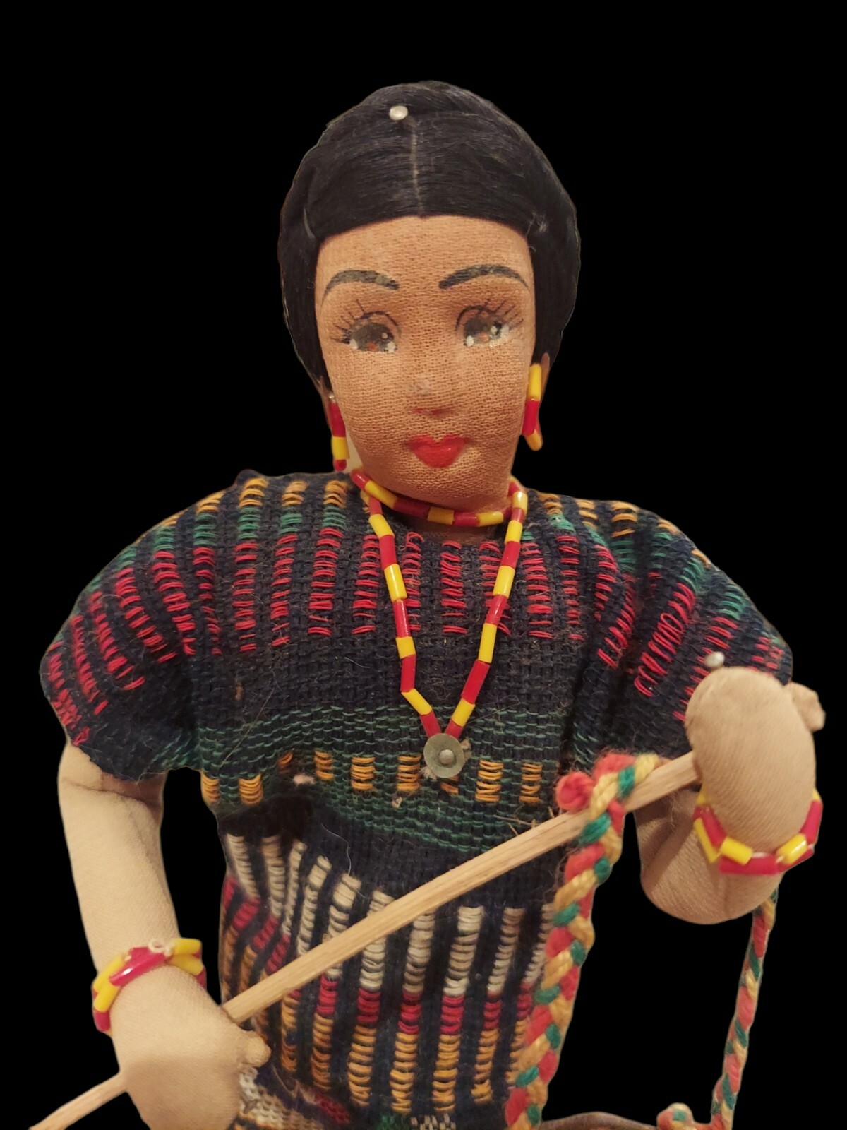 Beutiful Peruvian Folk Art Doll, Fabric Body. Very Intricate