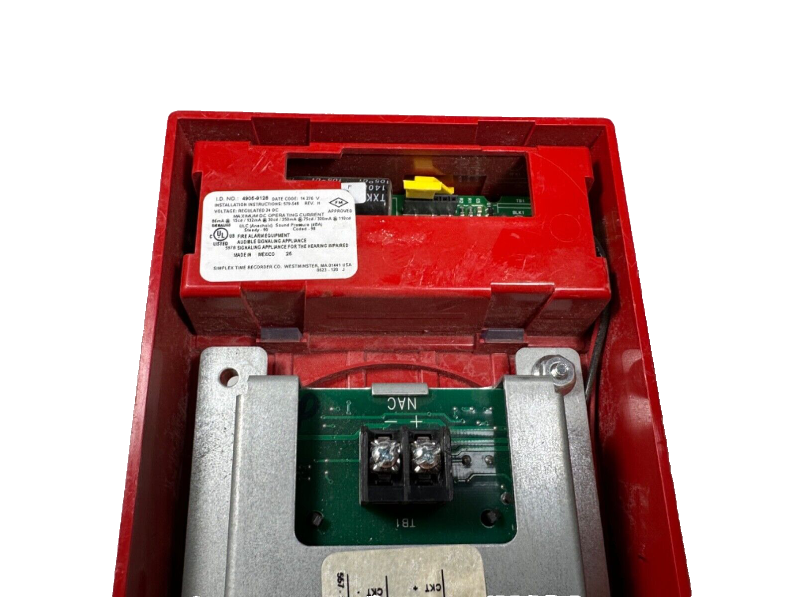 Simplex 4906-9128 Fire Alarm Horn Strobe Ceiling Red (SmartSync)