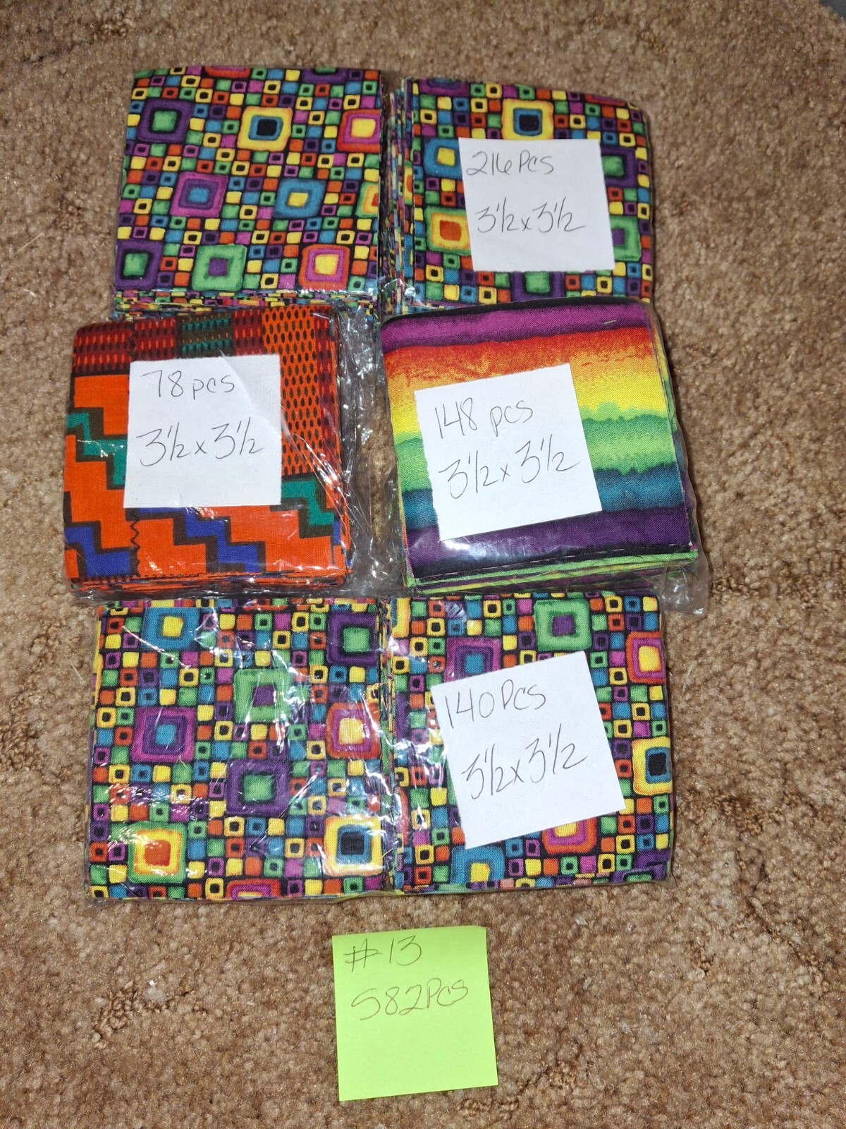 3.5 x 3.5 inch precut squares 100% cotton fabrics 582pcs total
