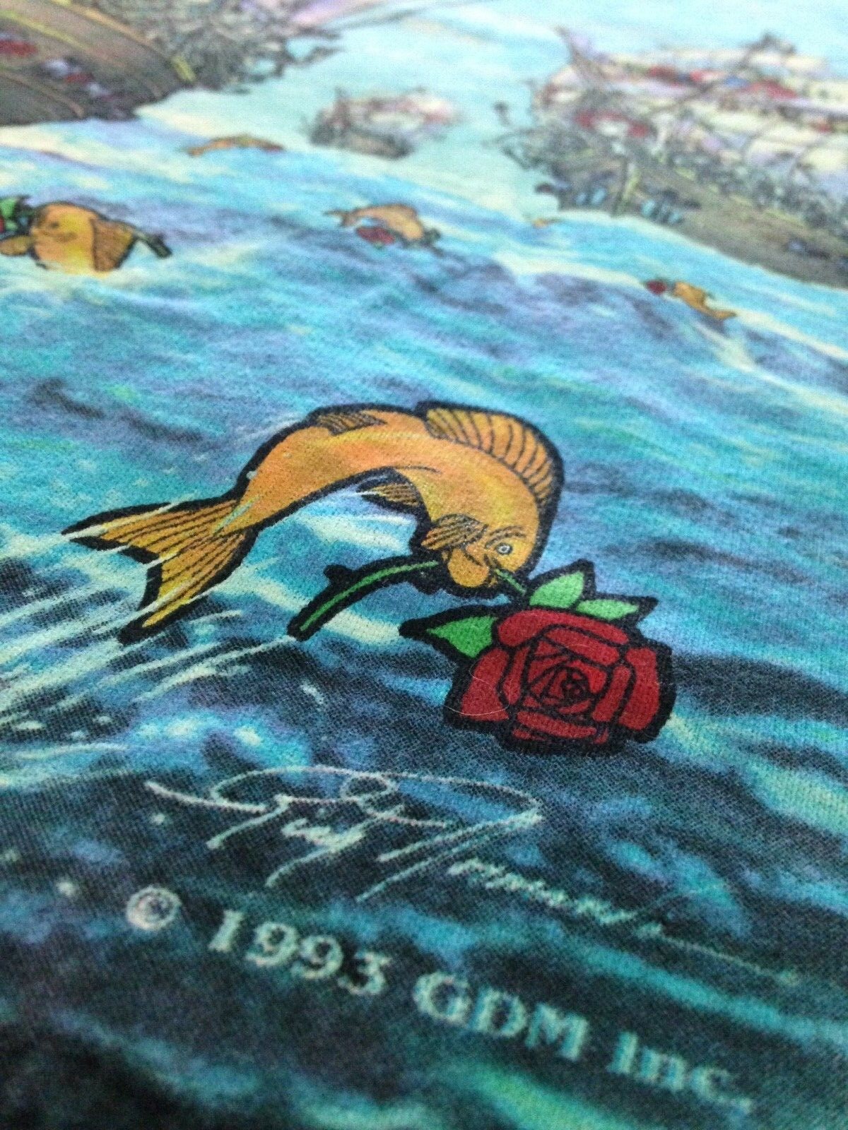 Grateful Dead SHIP OF FOOLS 1993 GDM Vintage Shirt Liquid Blue DEADSTOCK NOS XL