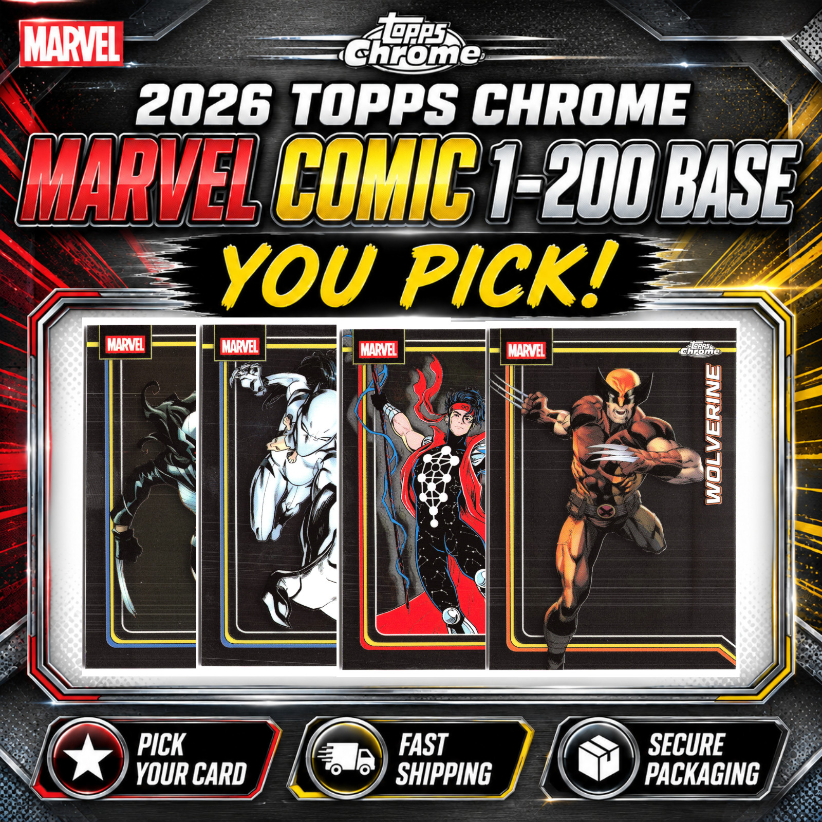 2026 Topps Chrome Marvel -Comics Base You Pick