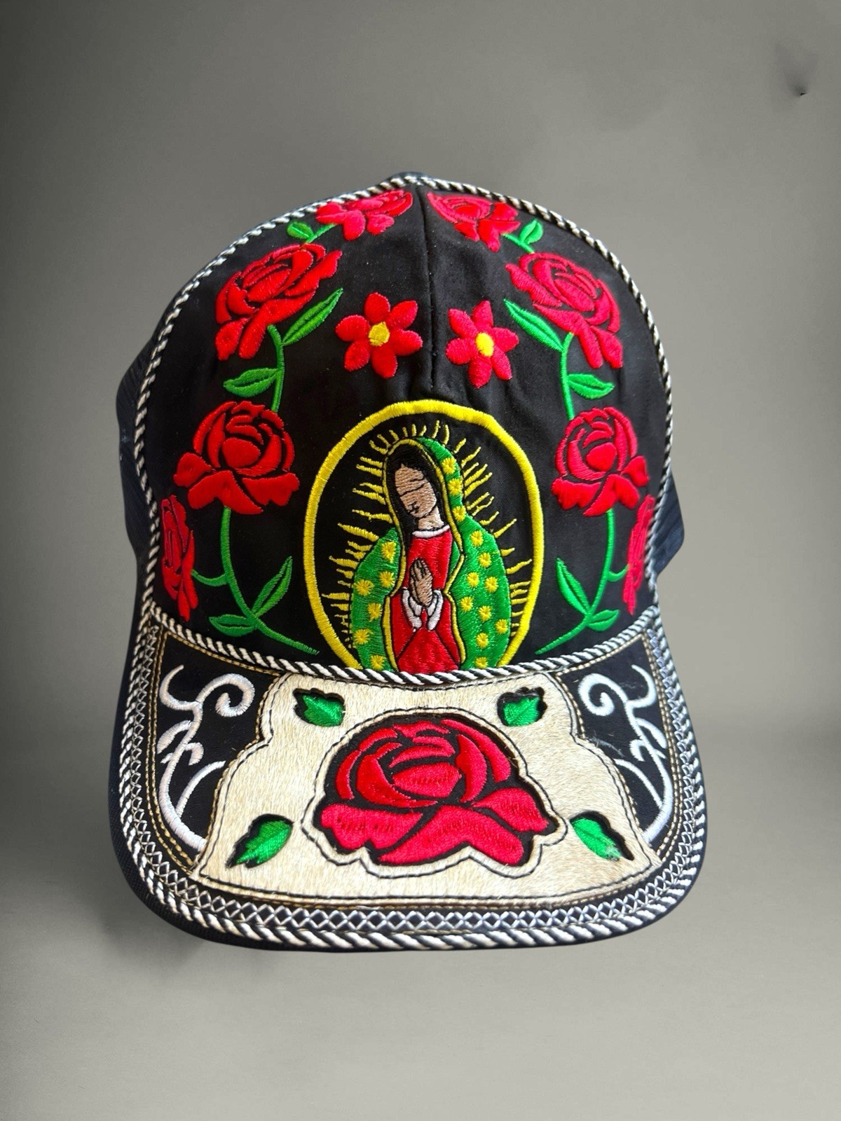 Cachucha Gorra Vaquera Virgen Guadalupe Western Trucker Cap Flowers Saint Mary