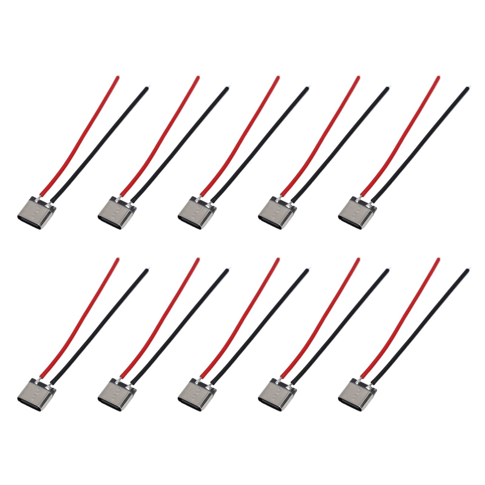 High Quality USB C 2Pin Welding Wire Female Connector Cable 10pcs Pack