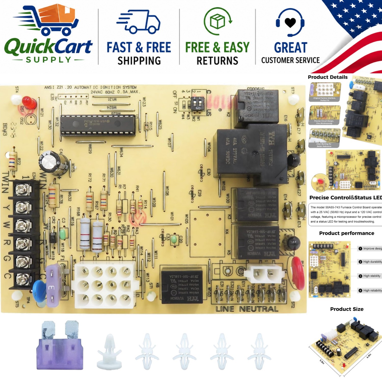 Plug-and-Play Goodman/Amana Furnace Control Circuit Board - Easy Installation