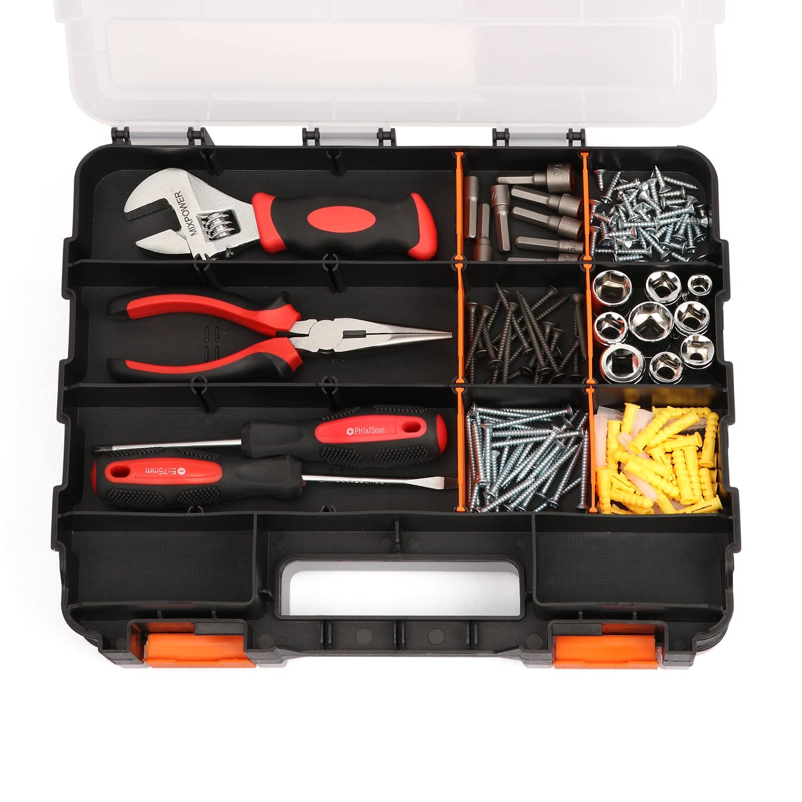 Double Side Tools Organizer 34 Compartment Plastic Dividers 2 Pack
