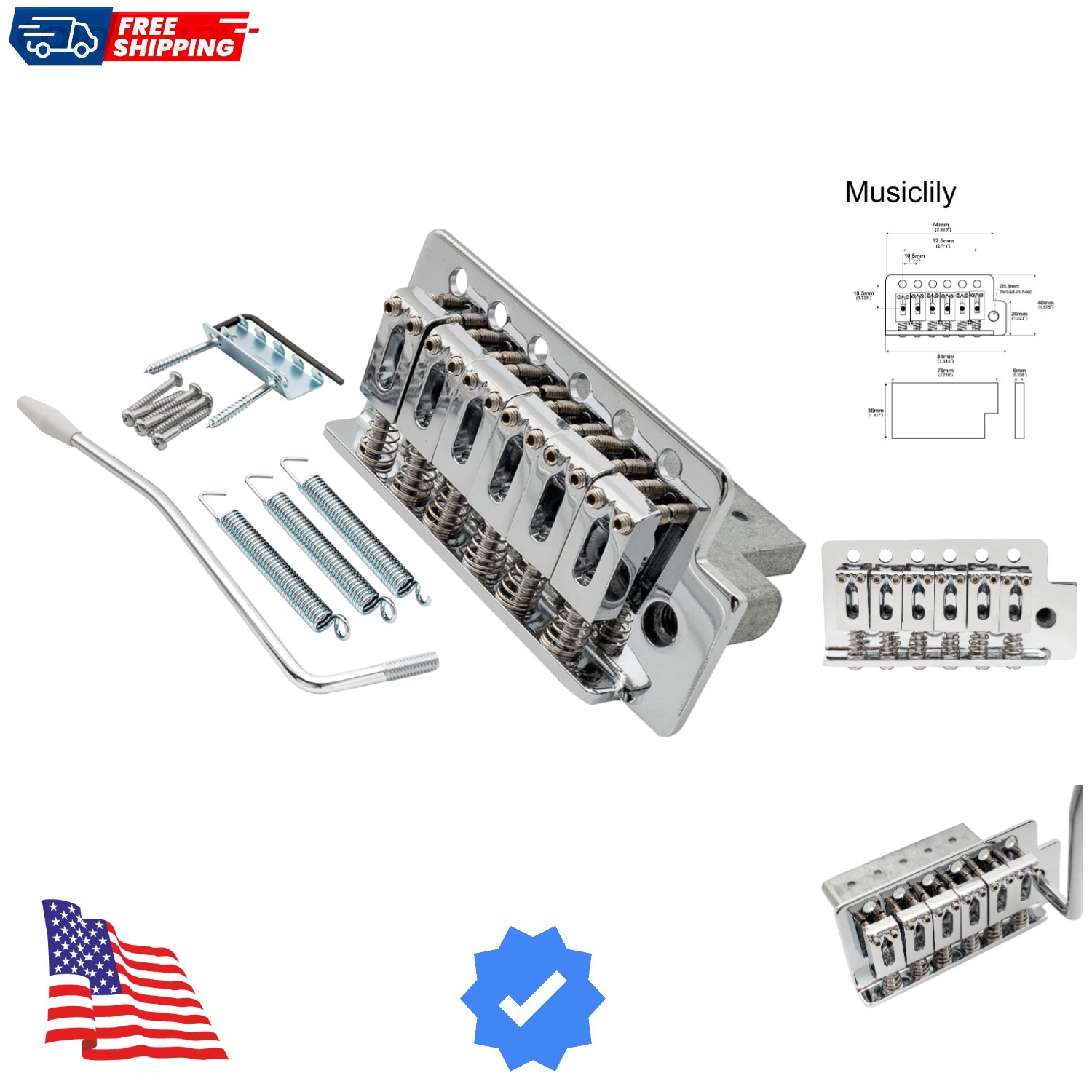 52.5mm Guitar Stratocaster Tremolo Bridge Assemblies for Fender Strat Squier ...